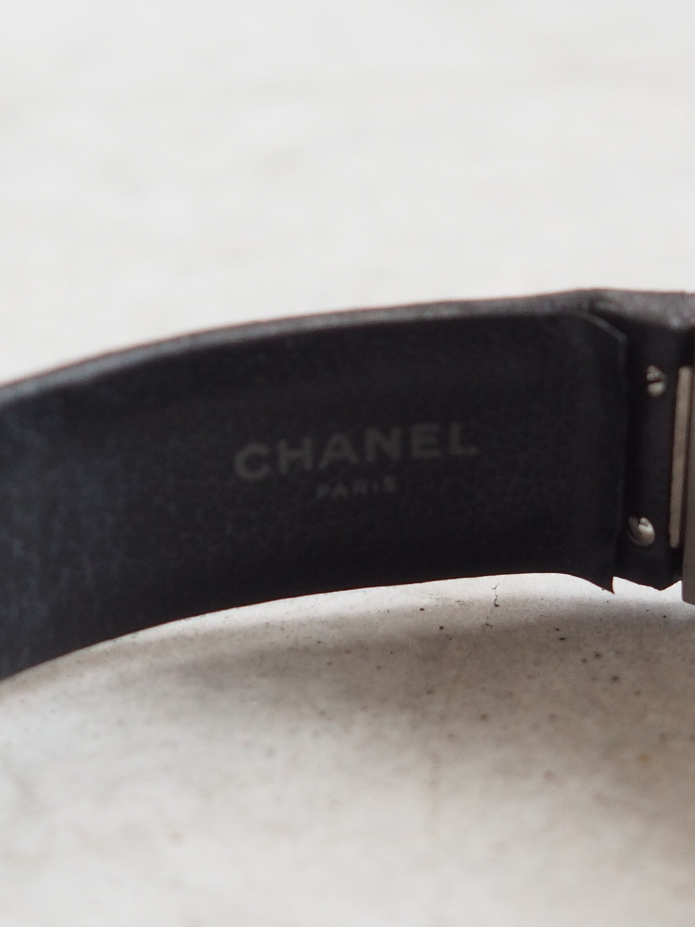 CHANEL Matelasse Watch Steel Leather Quartz Ladies Silver Leather Wristwatch Vintage Authentic