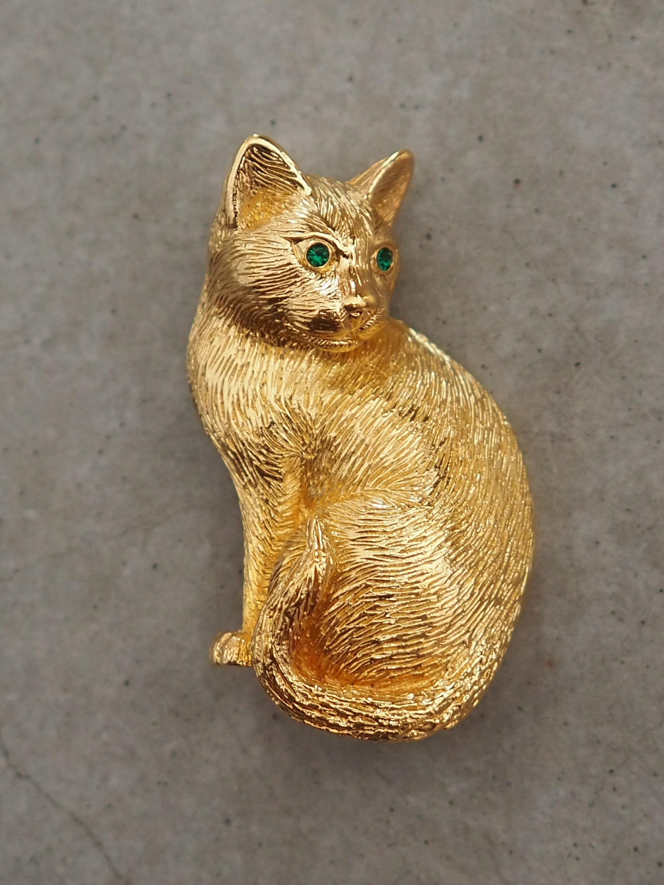 Christian Dior Cat Brooch Vintage Metal Gold Color Authentic