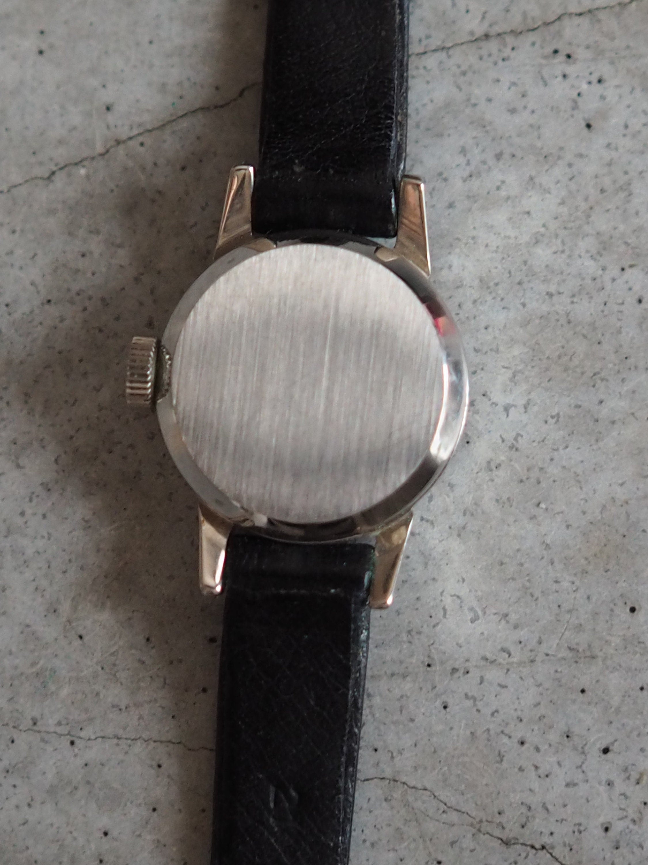 OMEGA DE VILLE Watch Silver Color Stainless steel Black Leather Ladies Vintage Antique Authentic