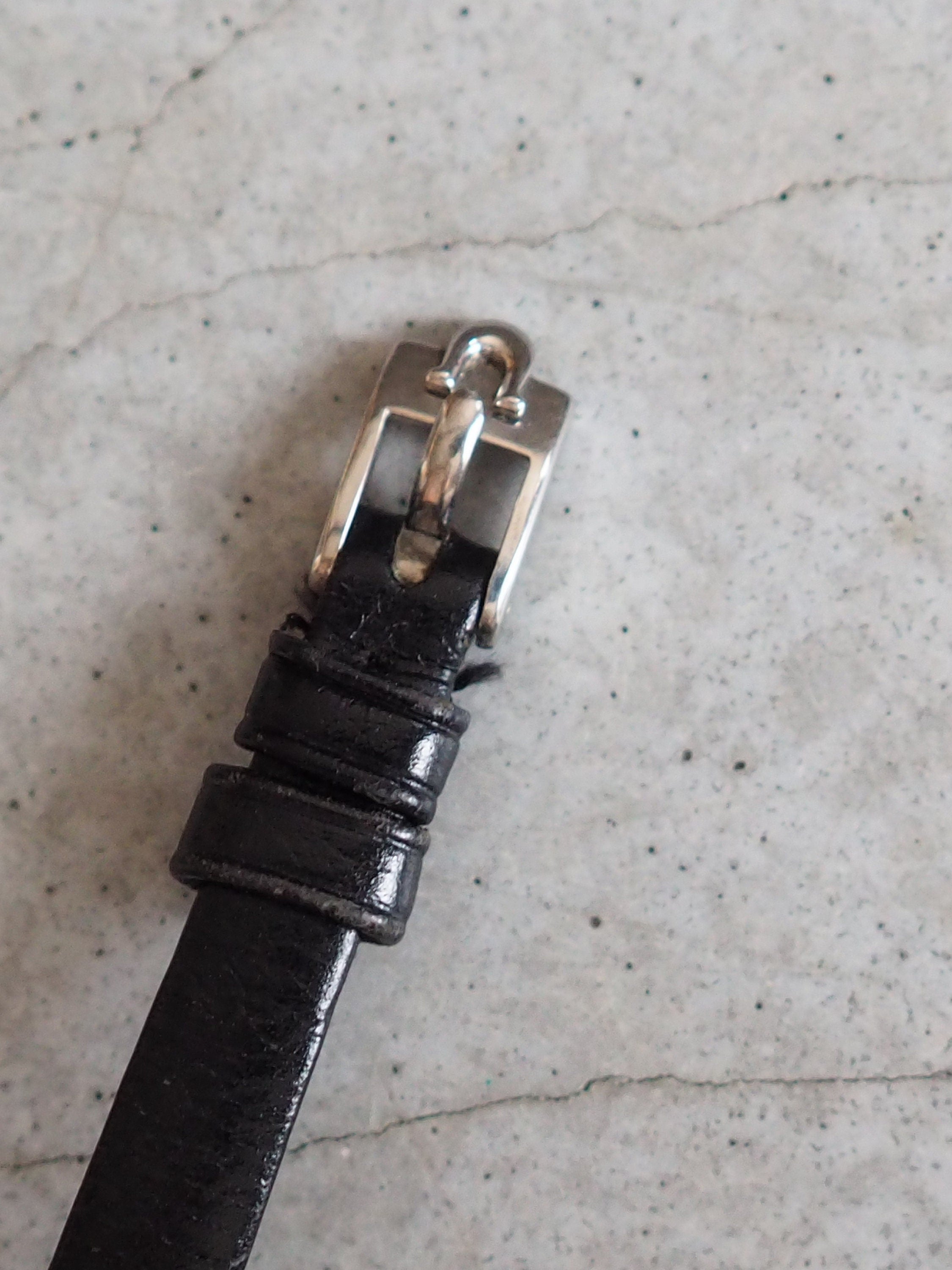 OMEGA DE VILLE Watch Silver Color Stainless steel Black Leather Ladies Vintage Antique Authentic