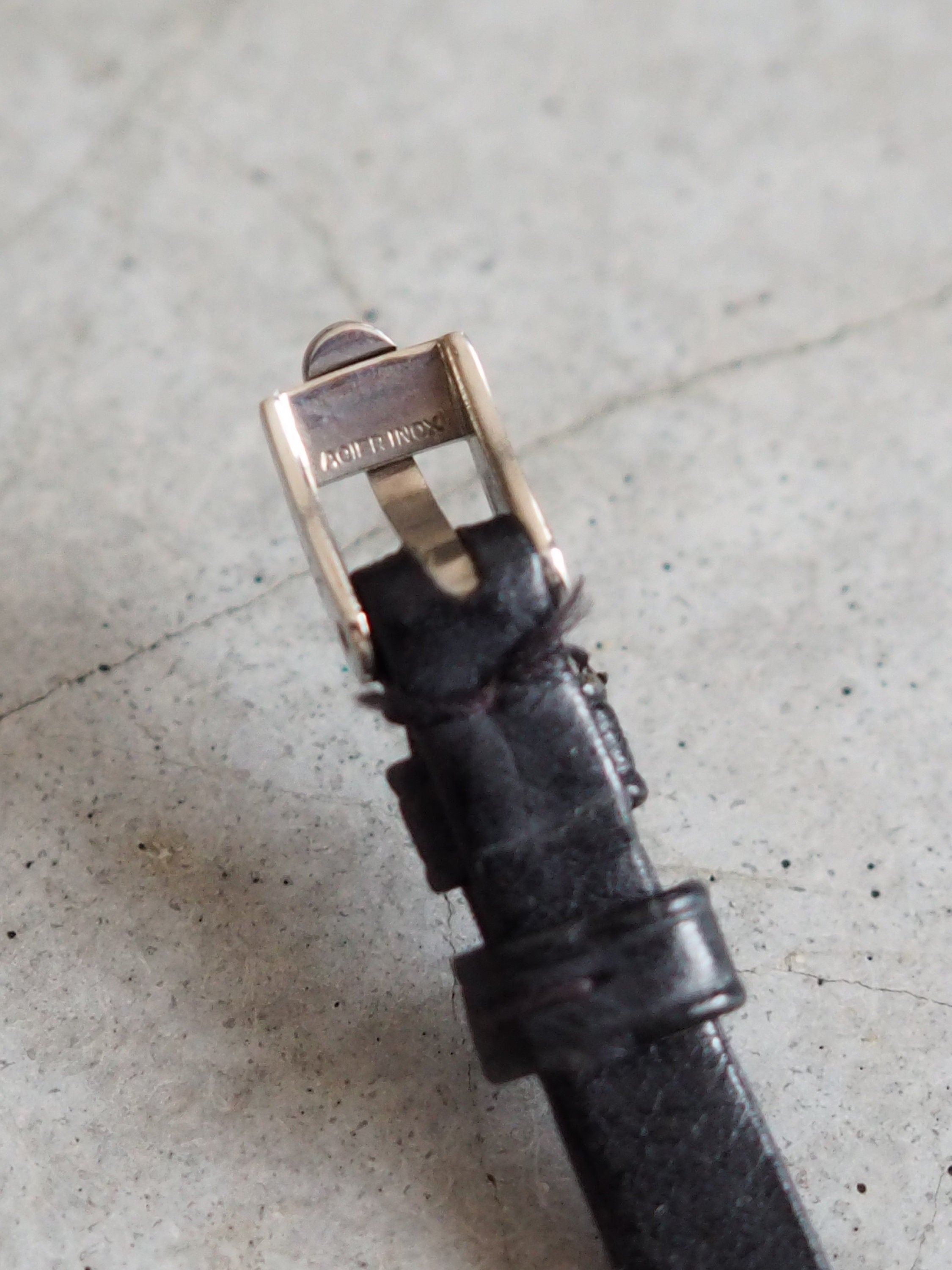 OMEGA DE VILLE Watch Silver Color Stainless steel Black Leather Ladies Vintage Antique Authentic