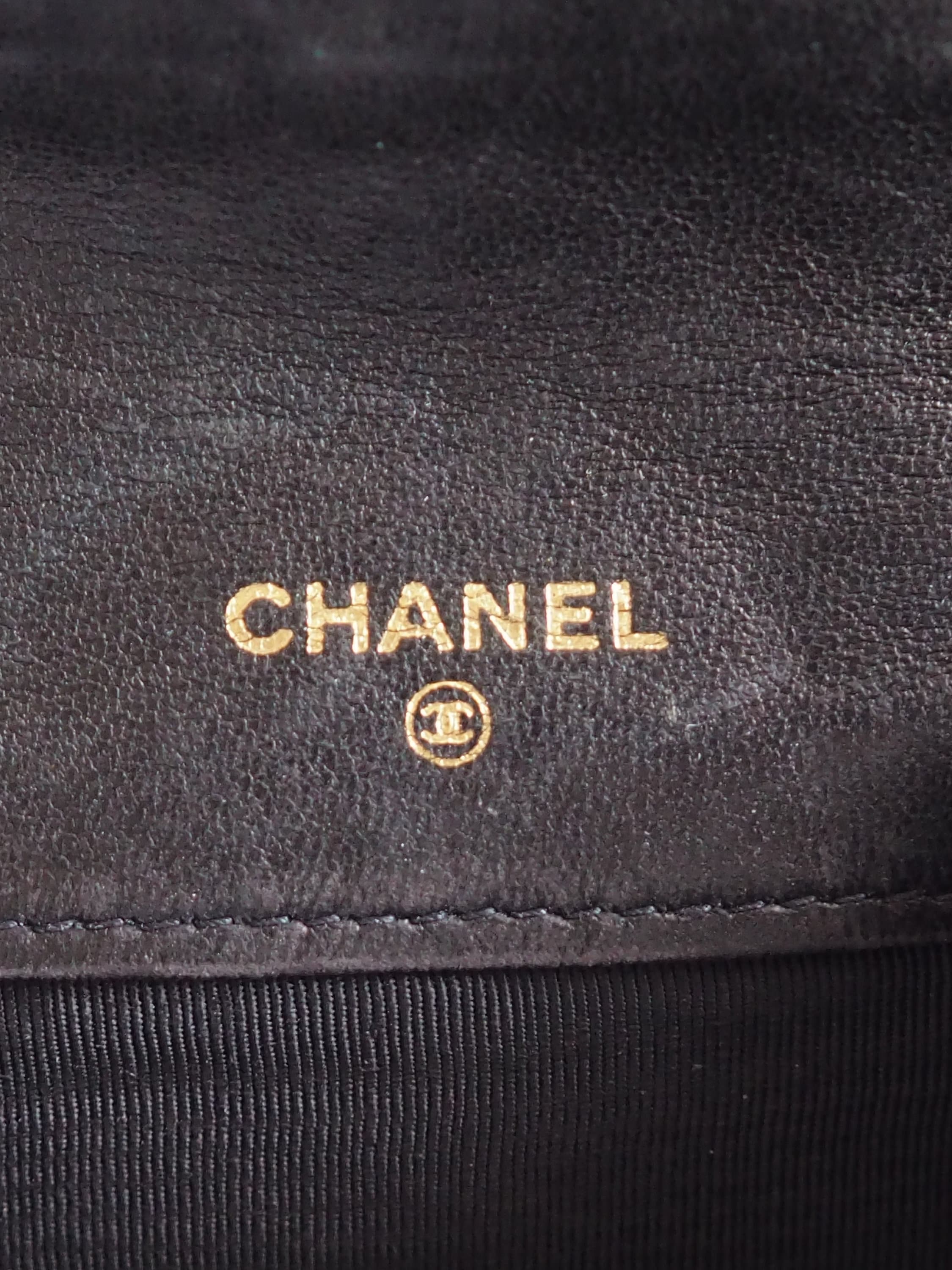 CHANEL COCO Compact Coin Purse CC Satin Matelassé Black Authentic Vintage