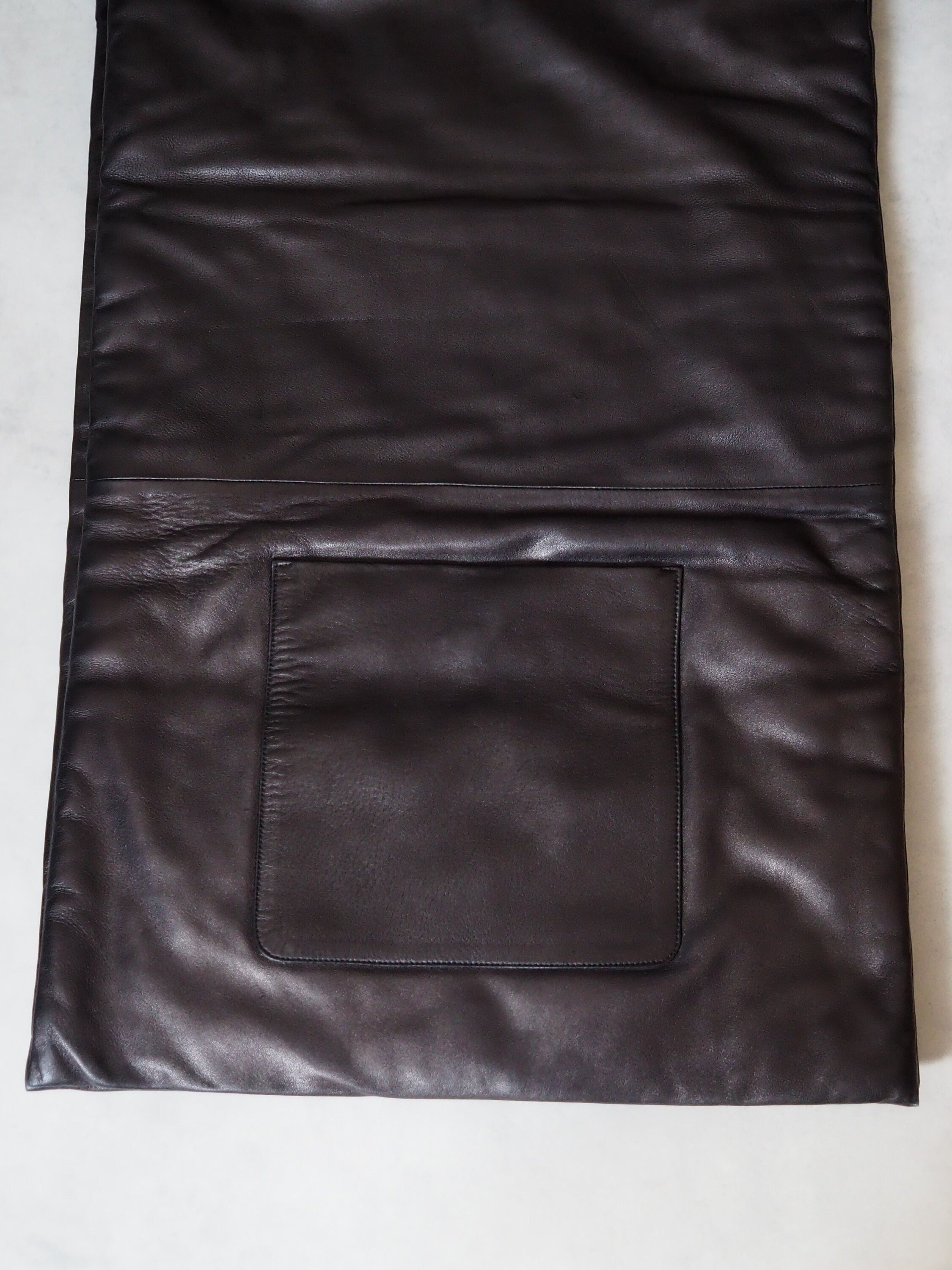 HERMES Pocket Stole Scarf Muffler Leather Margiela Design Vintage Authentic