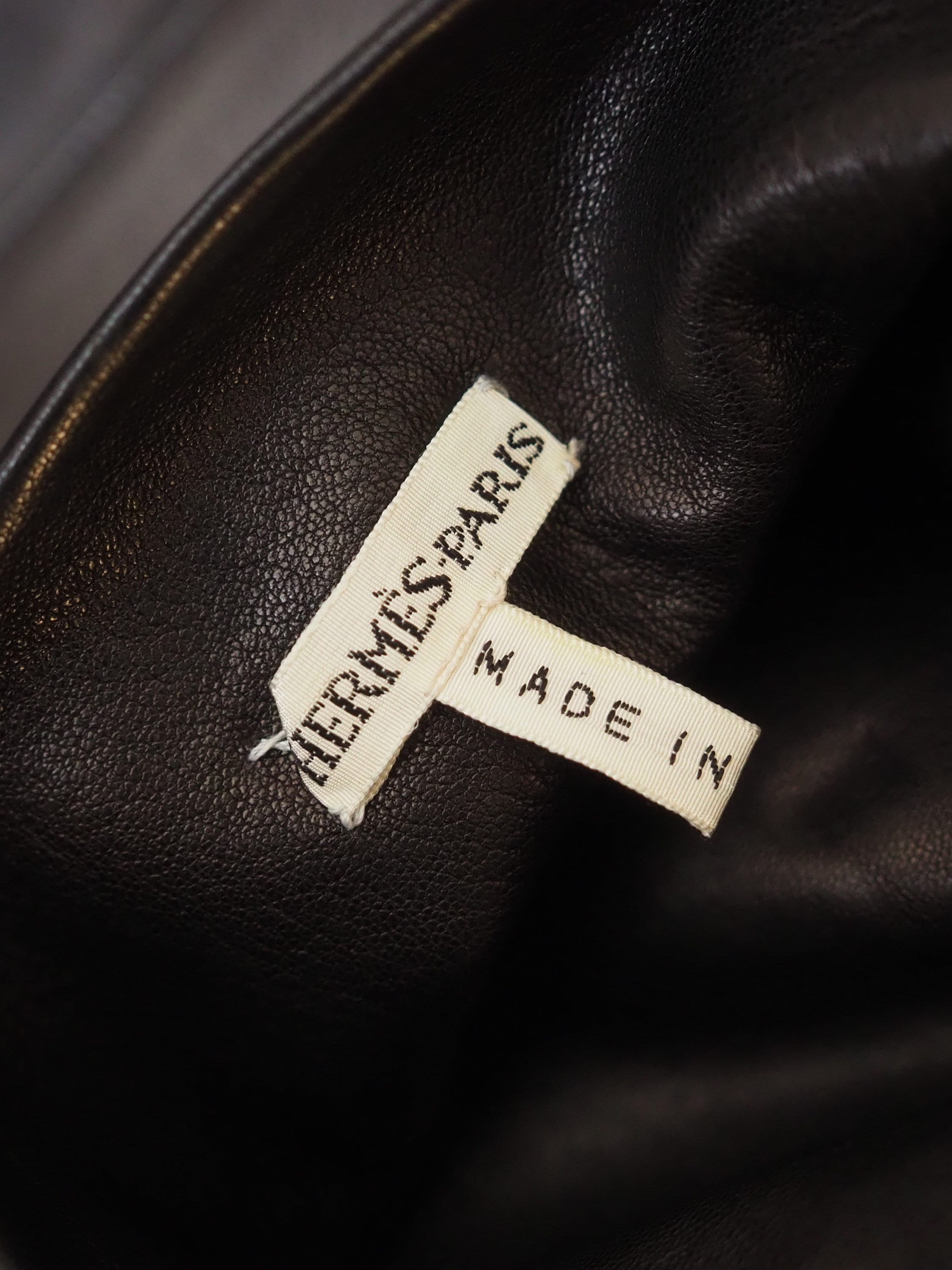 HERMES Pocket Stole Scarf Muffler Leather Margiela Design Vintage Authentic