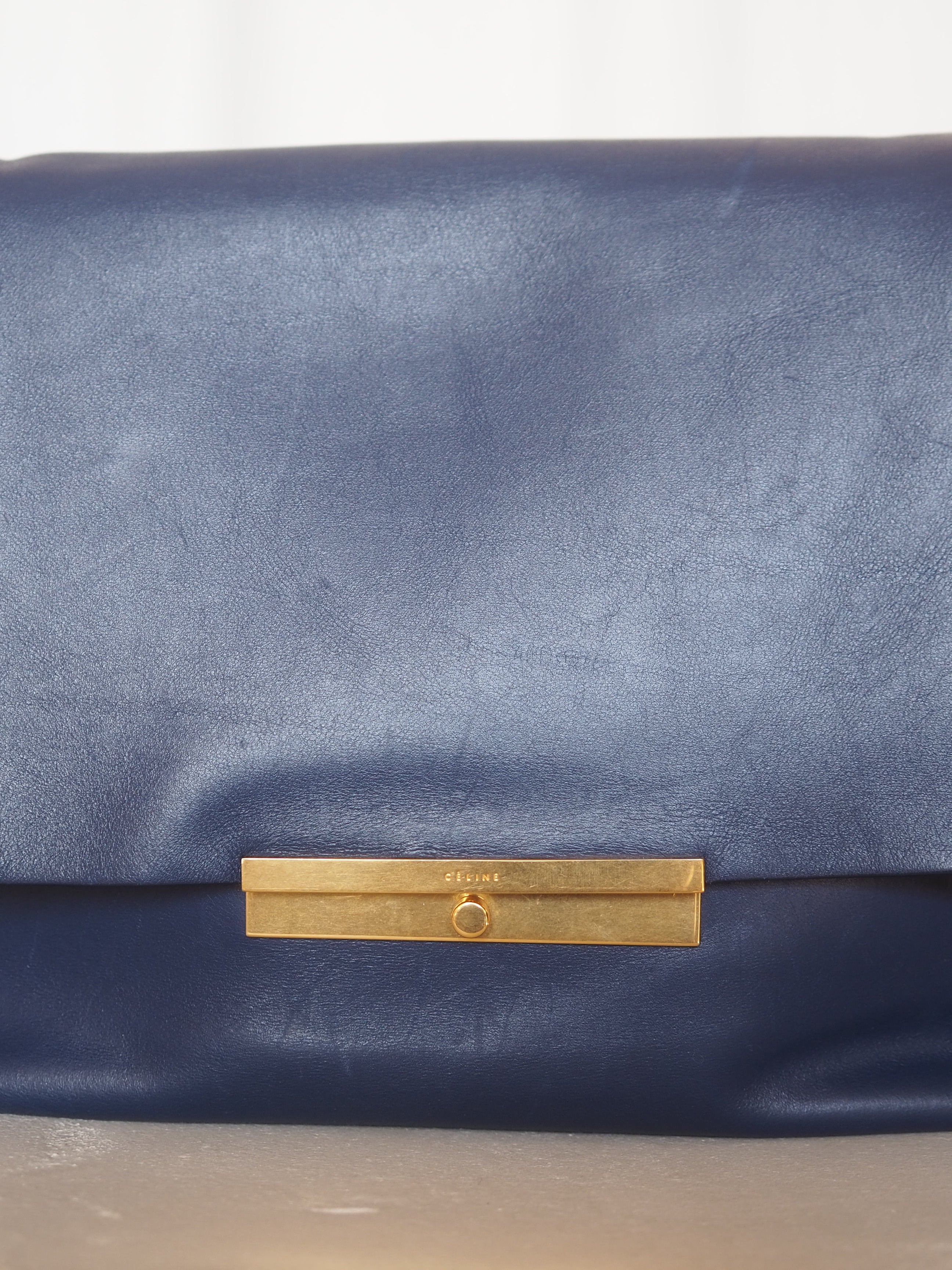 CELINE Blade Flap Blue Shoulder Bag