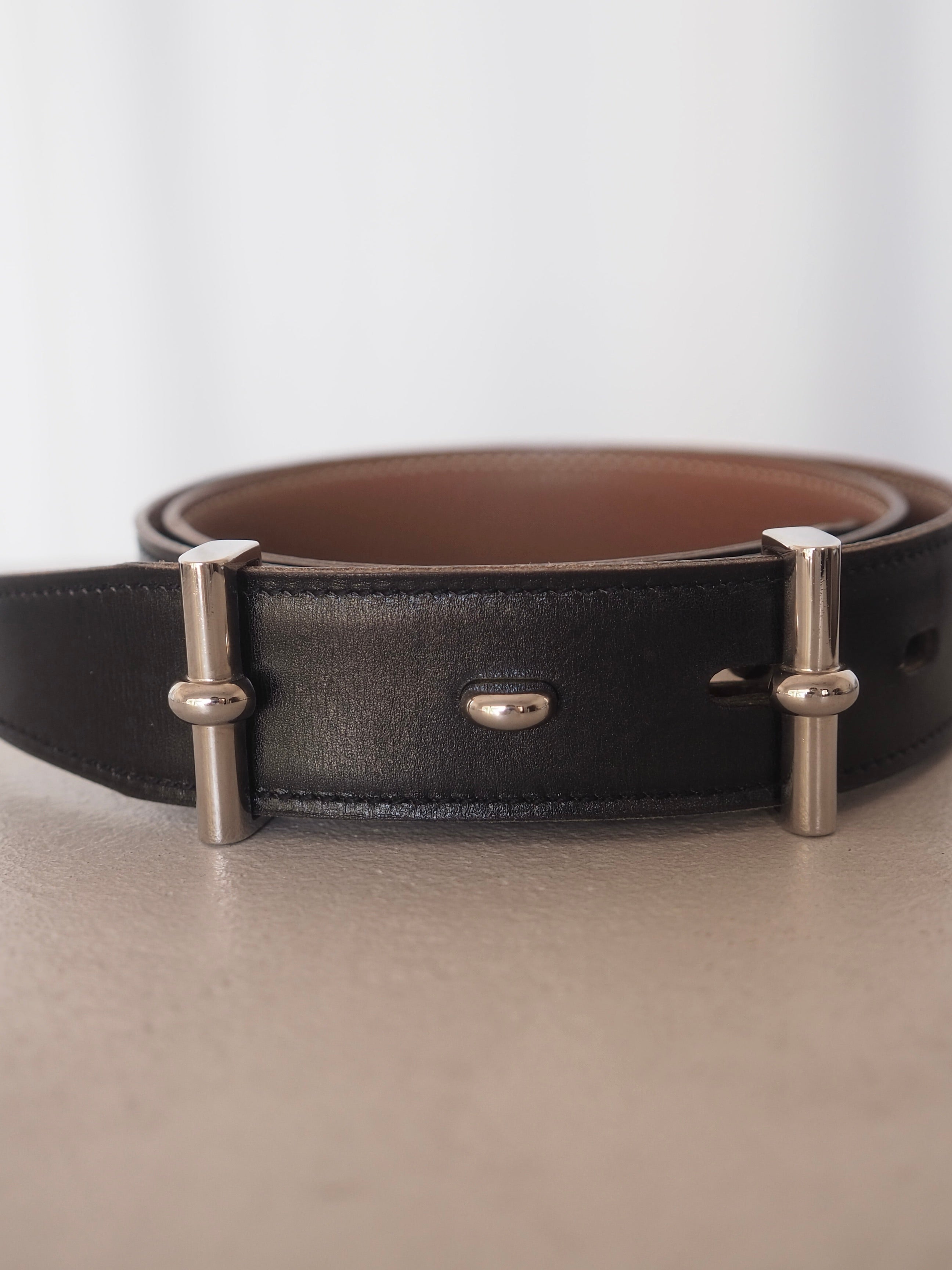 HERMES エルメス マルジェラ期 リバーシブル ベルト 70 シルバー