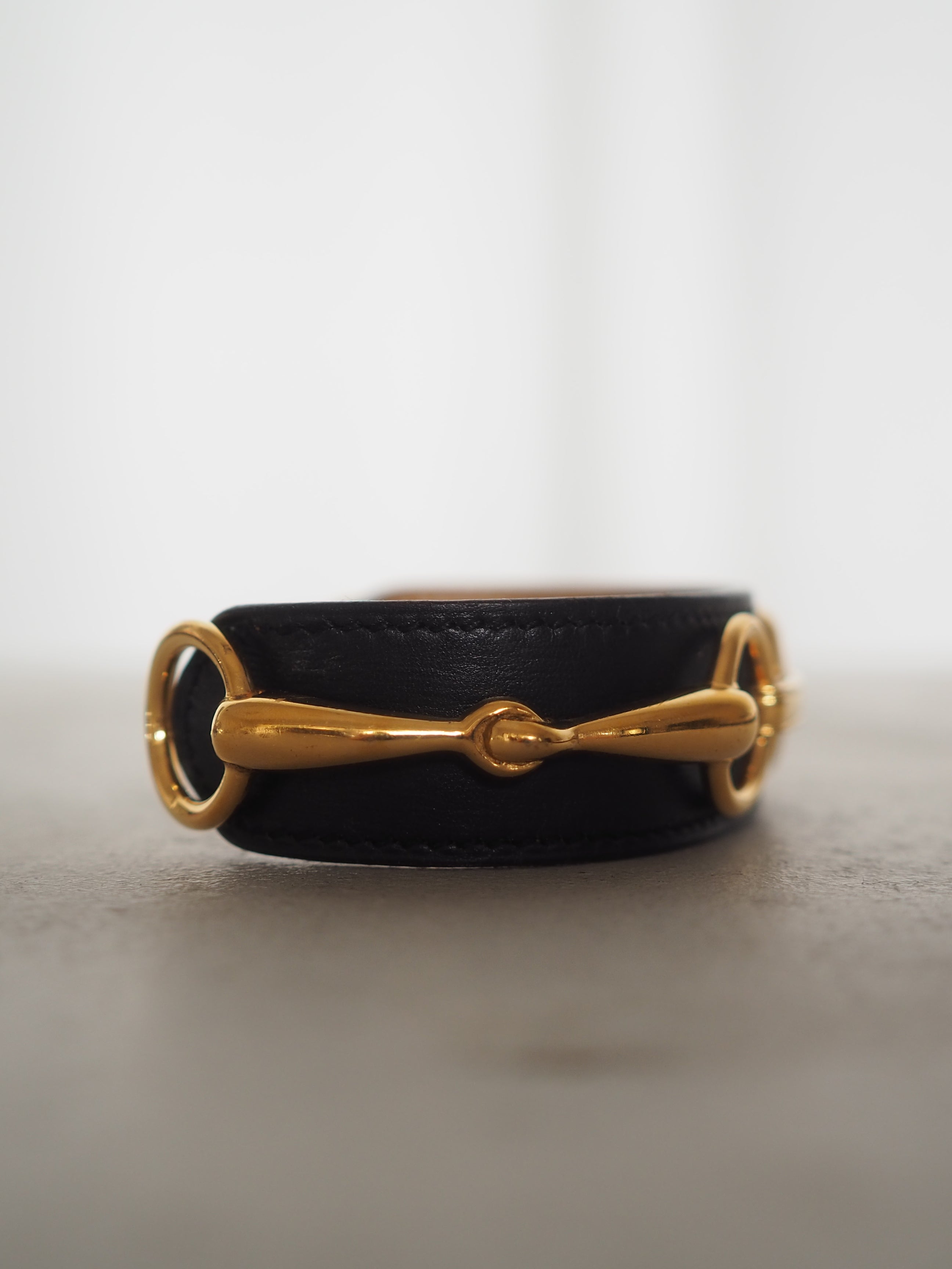 HERMES エルメス ホースビット バングル ゴールド ブラック