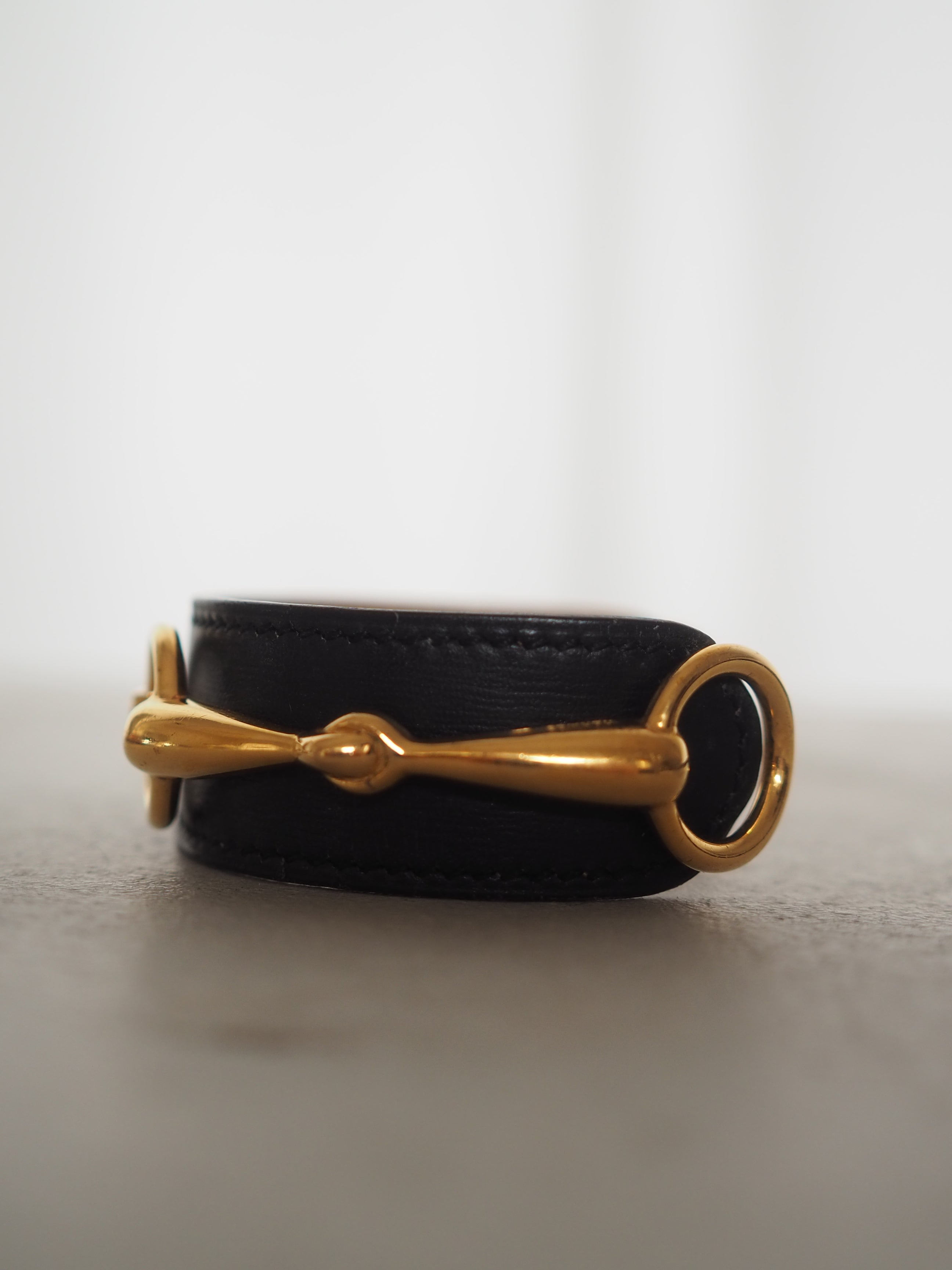 HERMES エルメス ホースビット バングル ゴールド ブラック