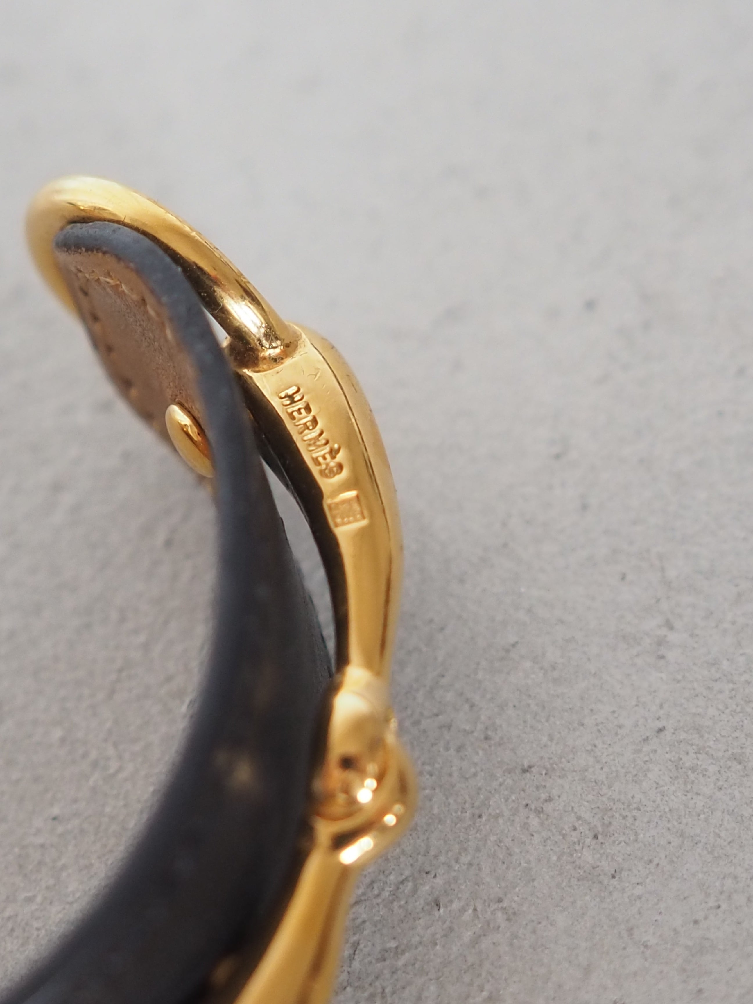 HERMES エルメス ホースビット バングル ゴールド ブラック