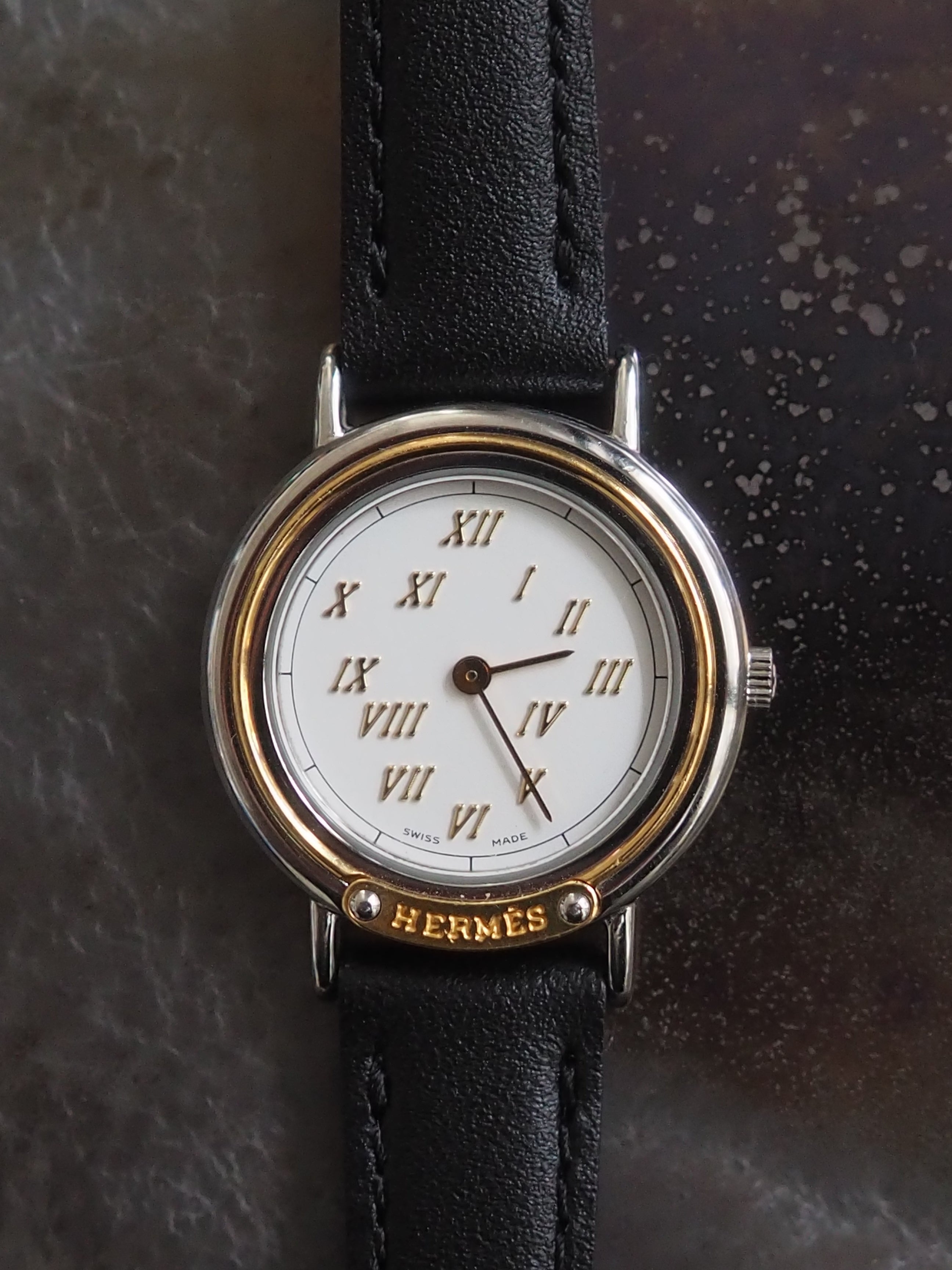 HERMES エルメス メテオール ウォッチ 腕時計 シルバー ゴールド