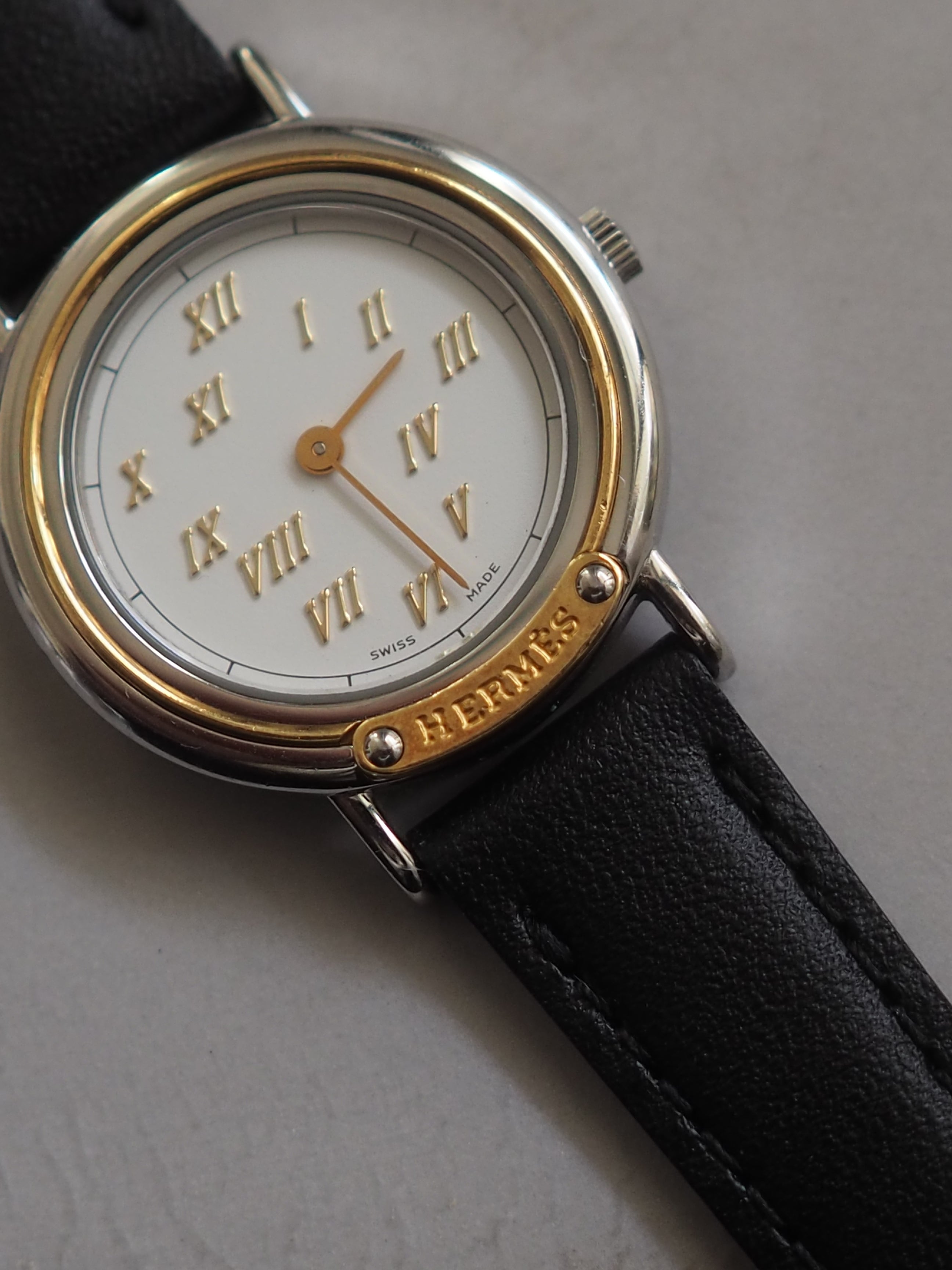 HERMES エルメス メテオール ウォッチ 腕時計 シルバー ゴールド