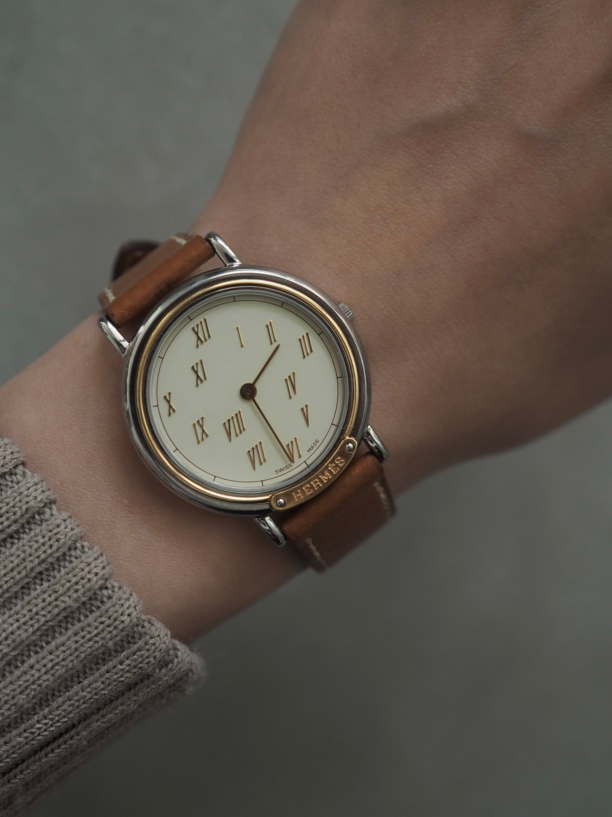 HERMES エルメス メテオール ウォッチ 腕時計 シルバー ゴールド ユニ