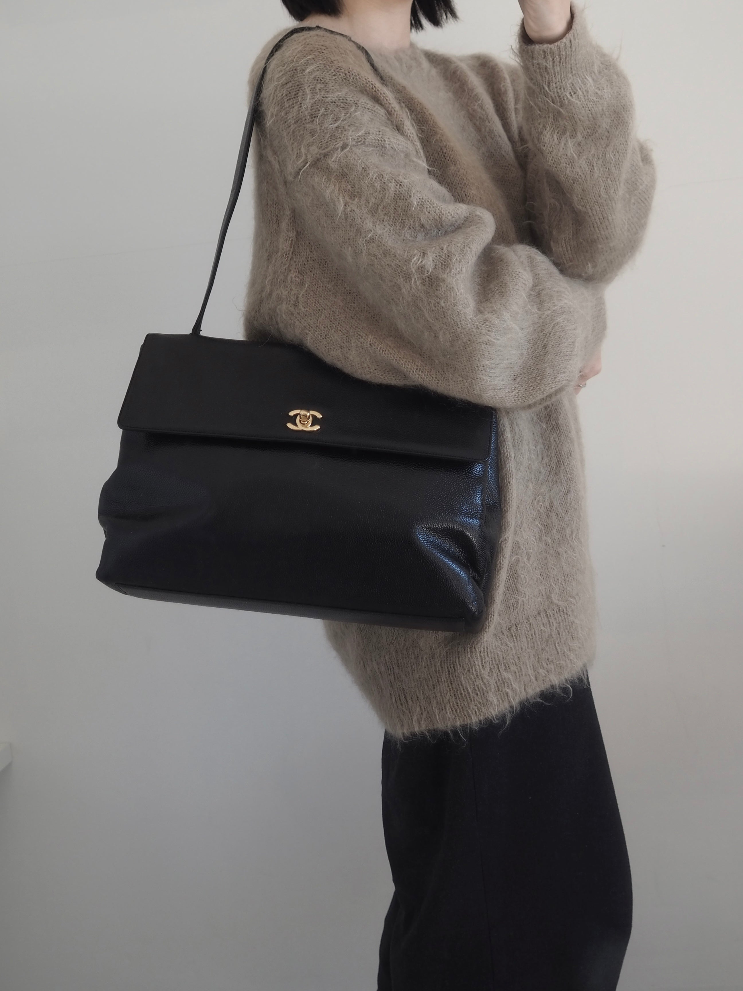 CHANEL COCO Black Caviar Shoulder Bag