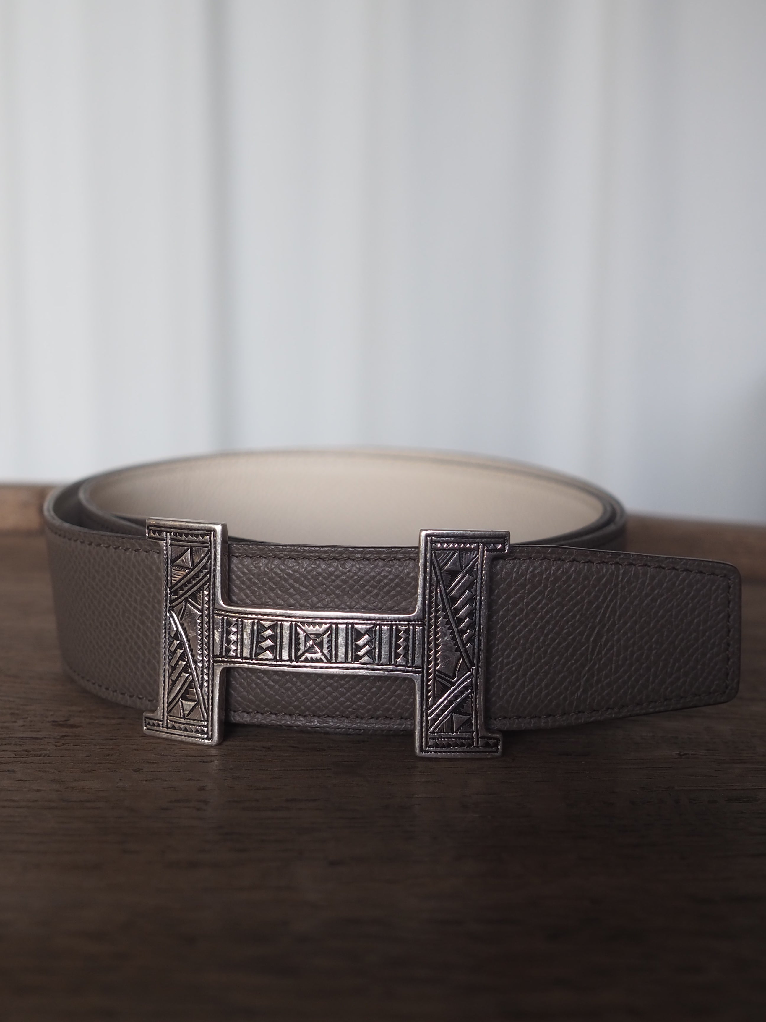 HERMES エルメス トゥアレグ ベルト 90 シルバー グレージュ HERMES エルメス トゥアレグ ベルト 90 シルバー グレージュ