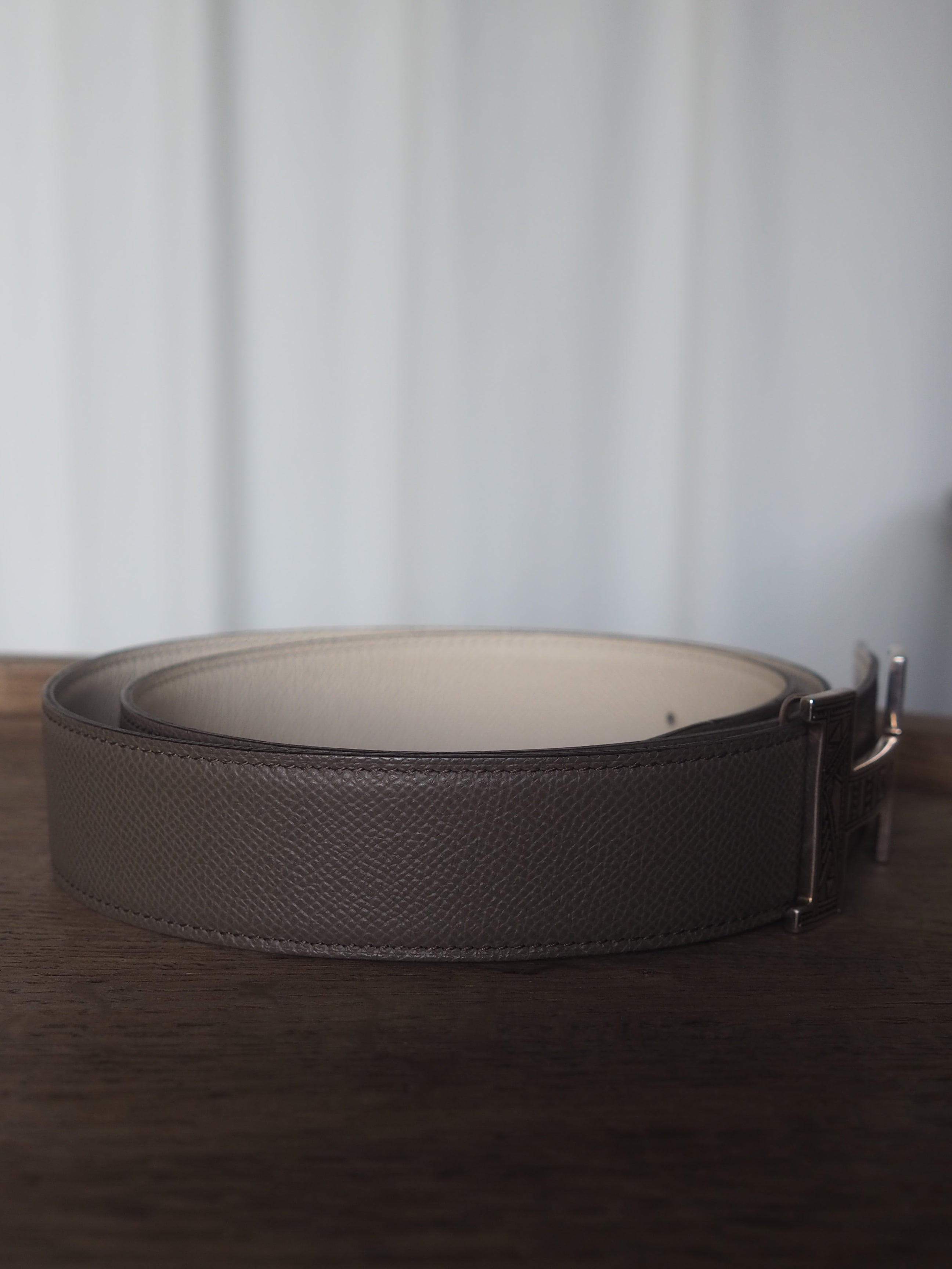 HERMES エルメス トゥアレグ ベルト 90 シルバー グレージュ
