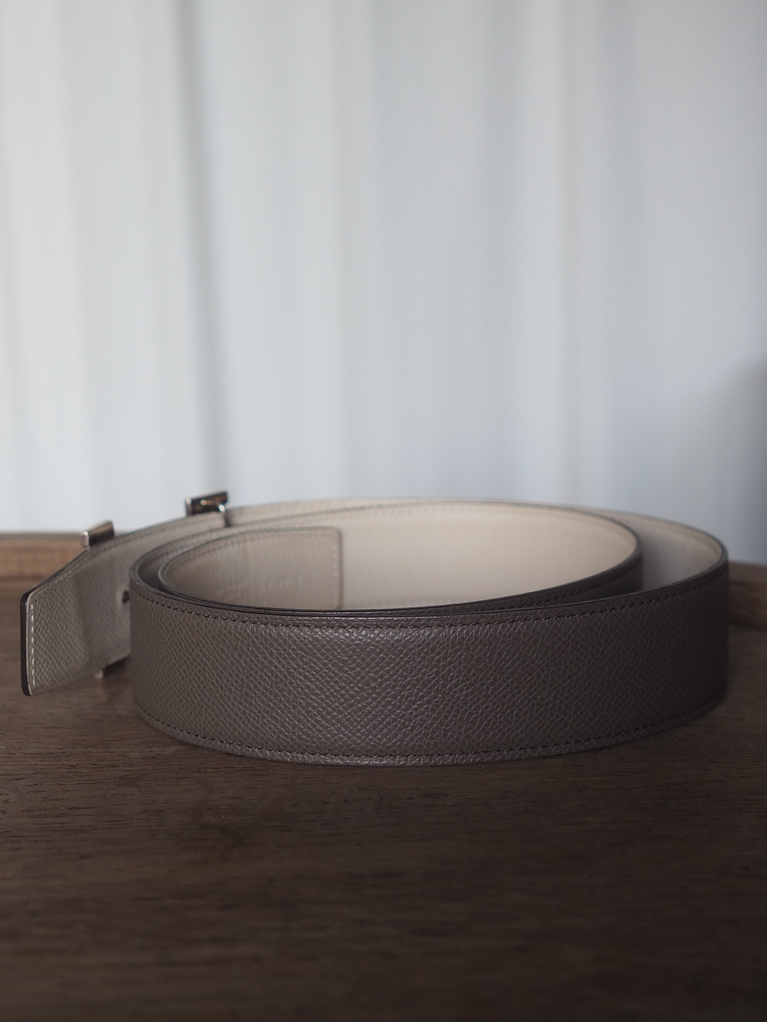 HERMES エルメス トゥアレグ ベルト 90 シルバー グレージュ
