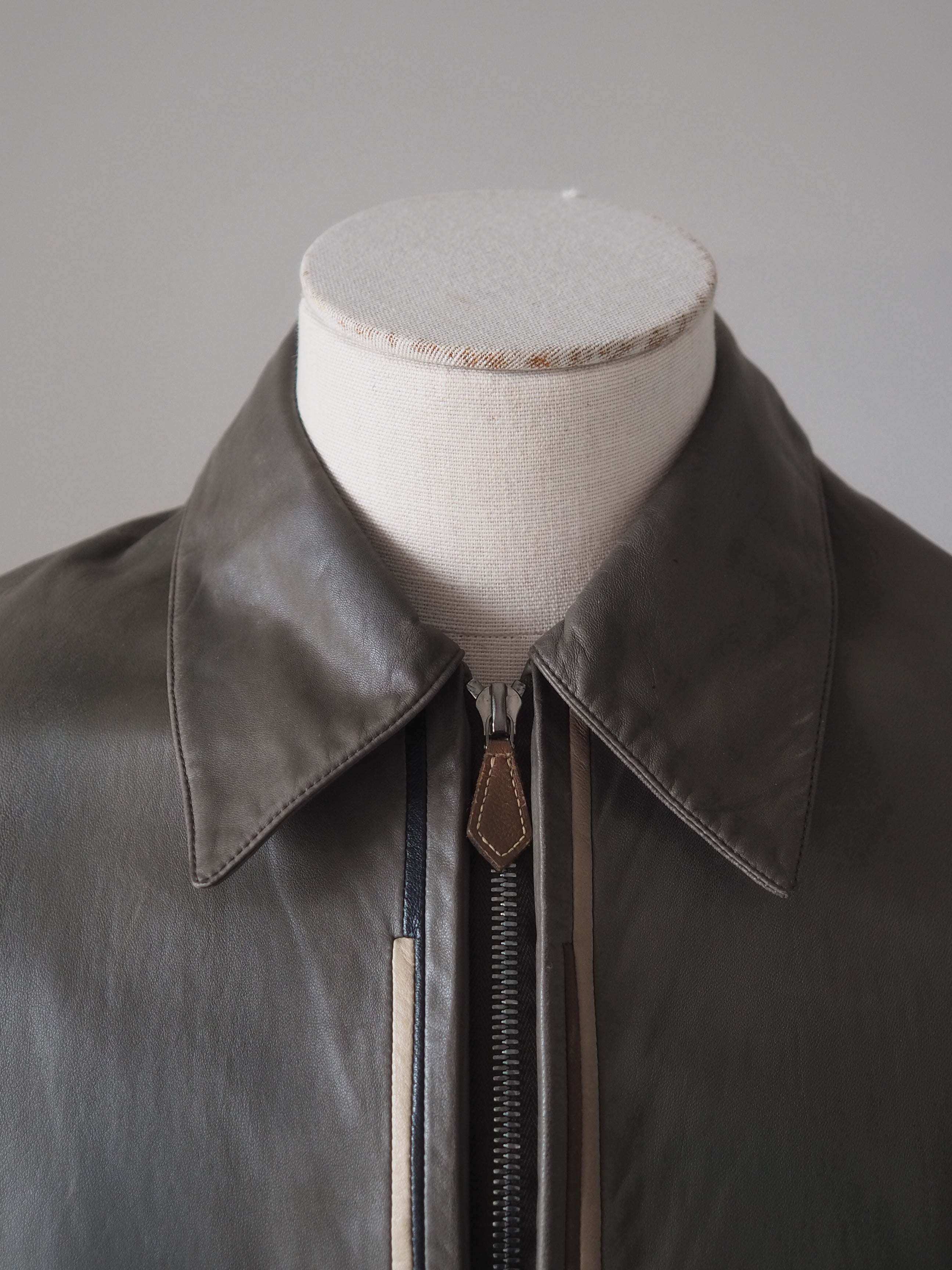 HERMÈS Agneau Lambskin Leather Zip Jacket