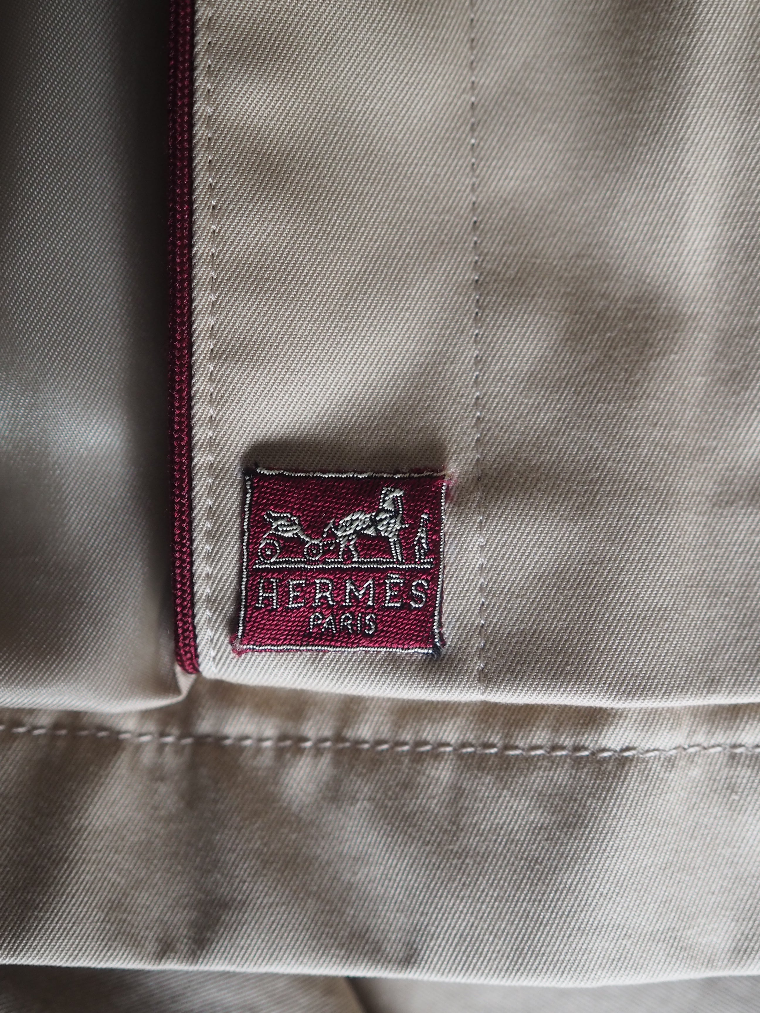 HERMES エルメス トレンチ コート ベージュ コットン 42 ユニセックス