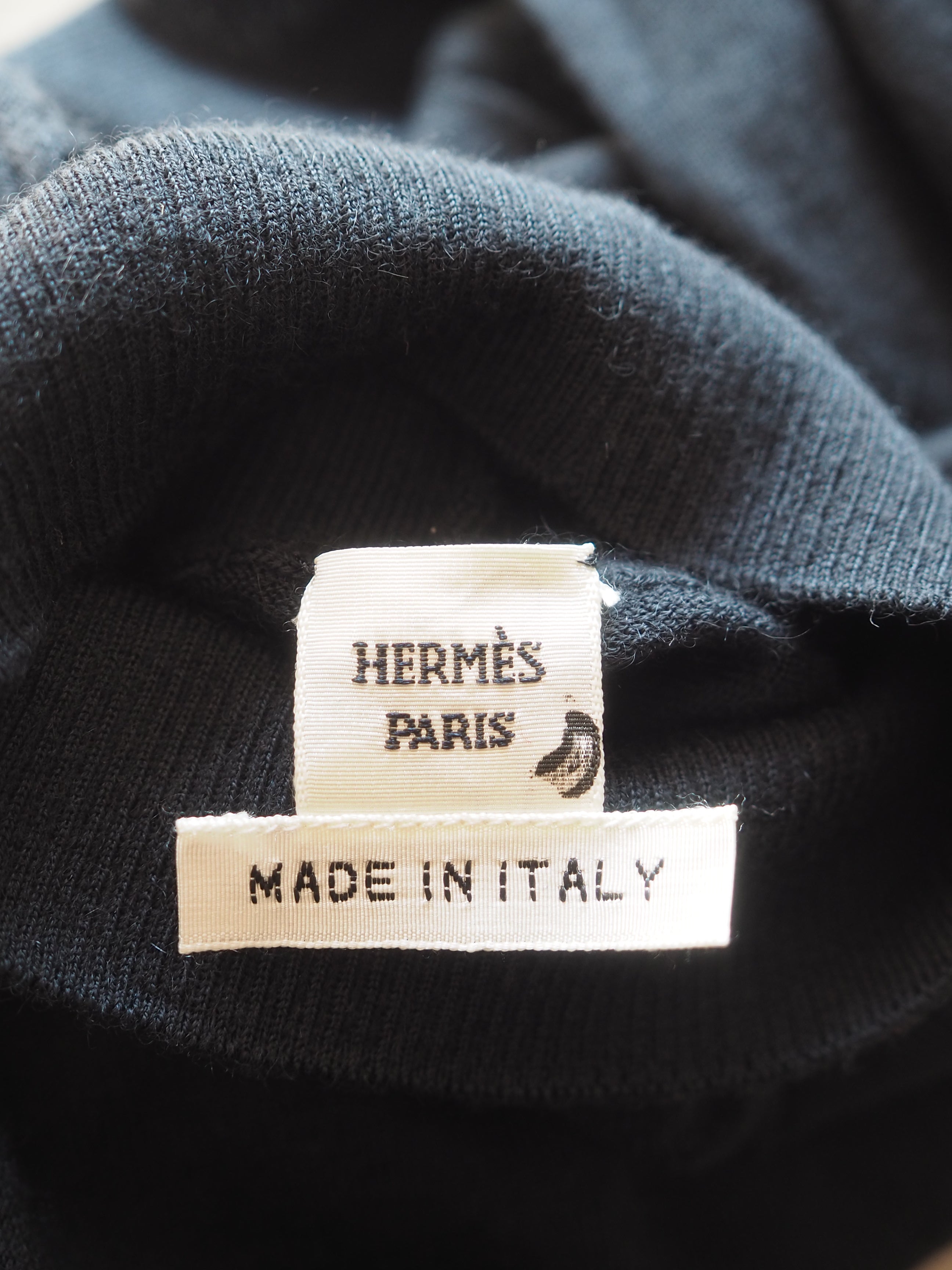 HERMES エルメス カシミヤ ニット 36 ハイネック ネイビー 未使用品