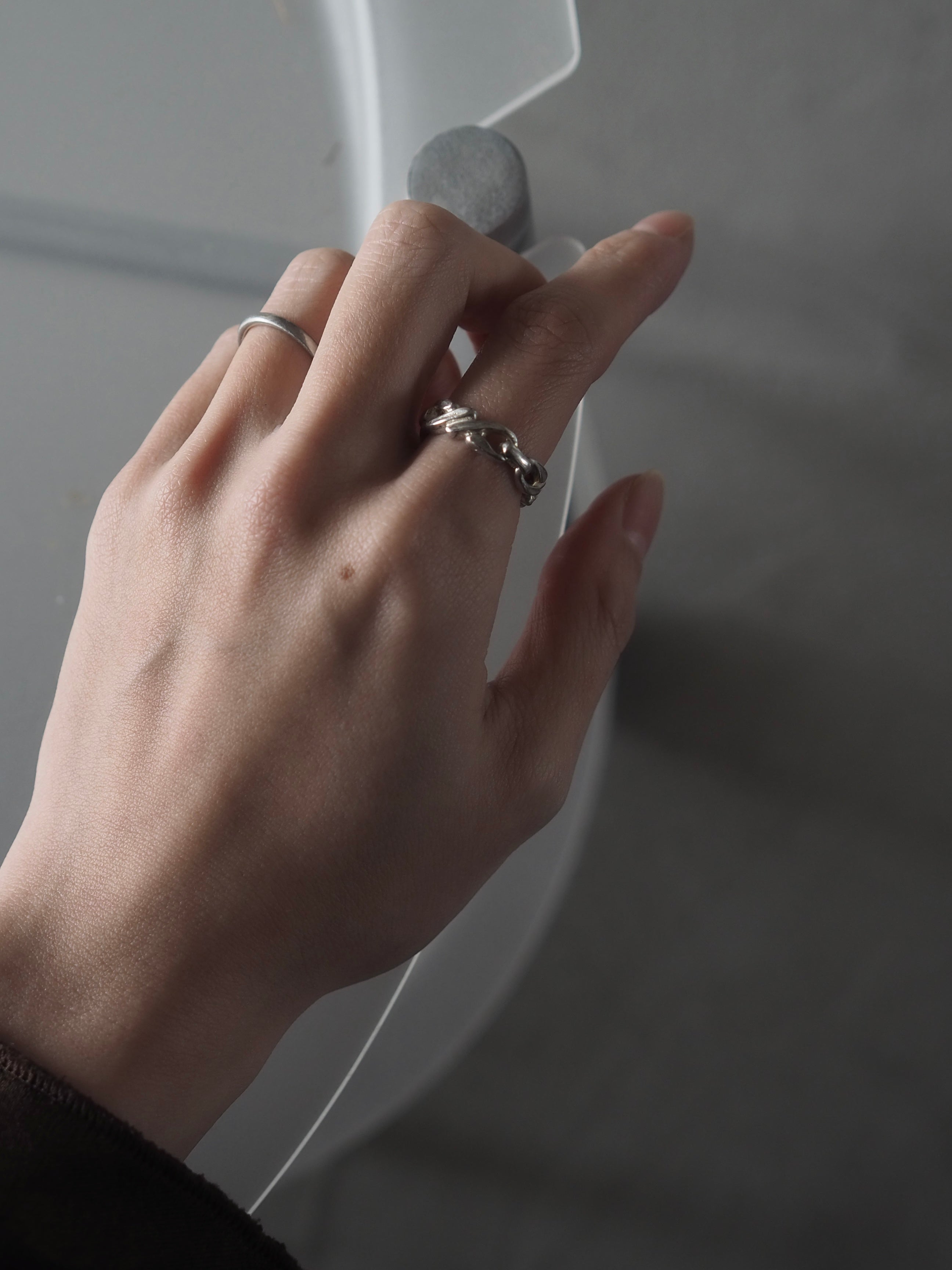 HERMES シルバー チェーンリング HERMES PARIS CHAINE D'ANCRE ENCHAINEE RING SOLID 925 STERLING