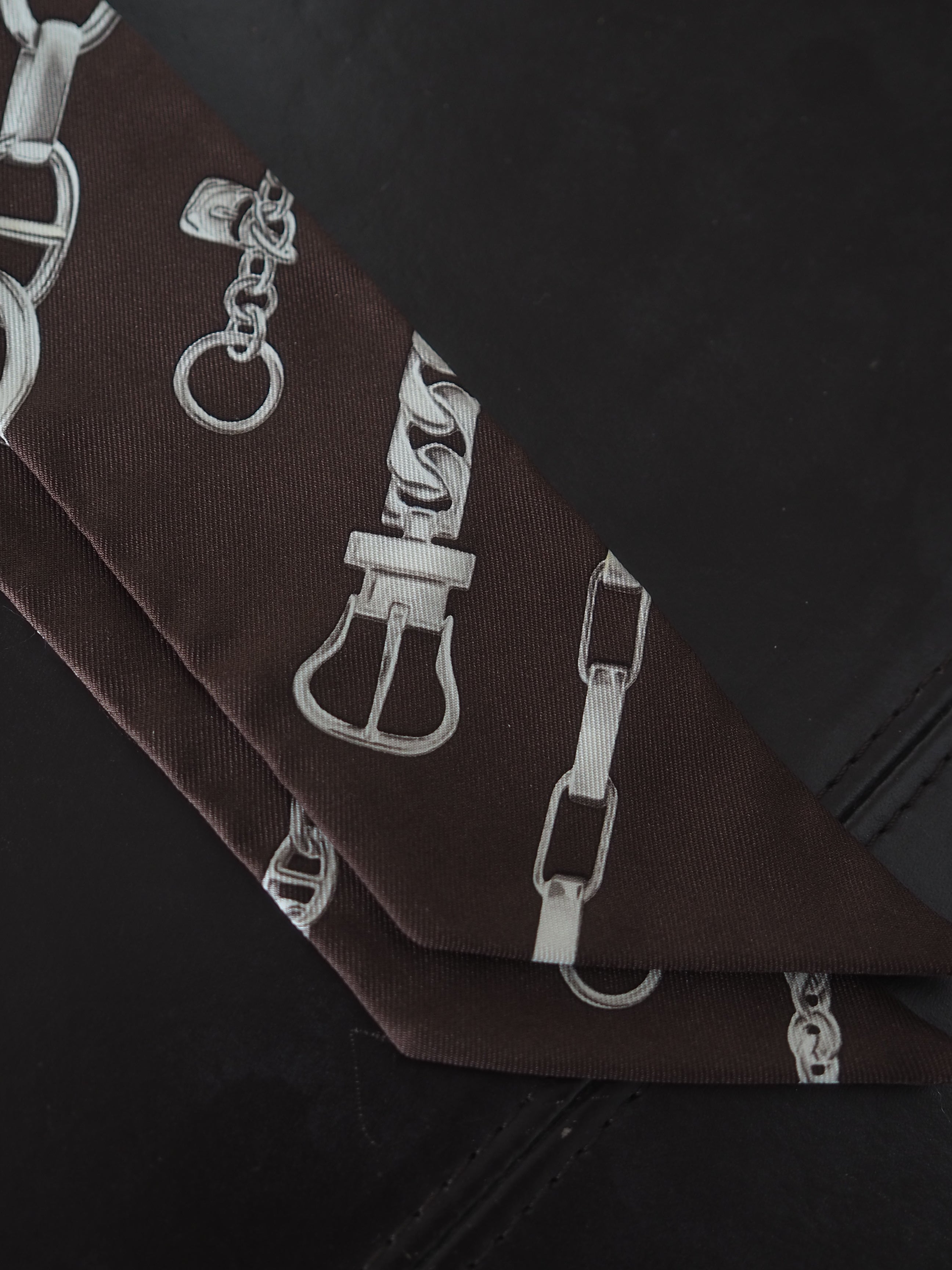 HERMES エルメス ツイリー シェーヌダンクル スカーフ シルク ブラウン
