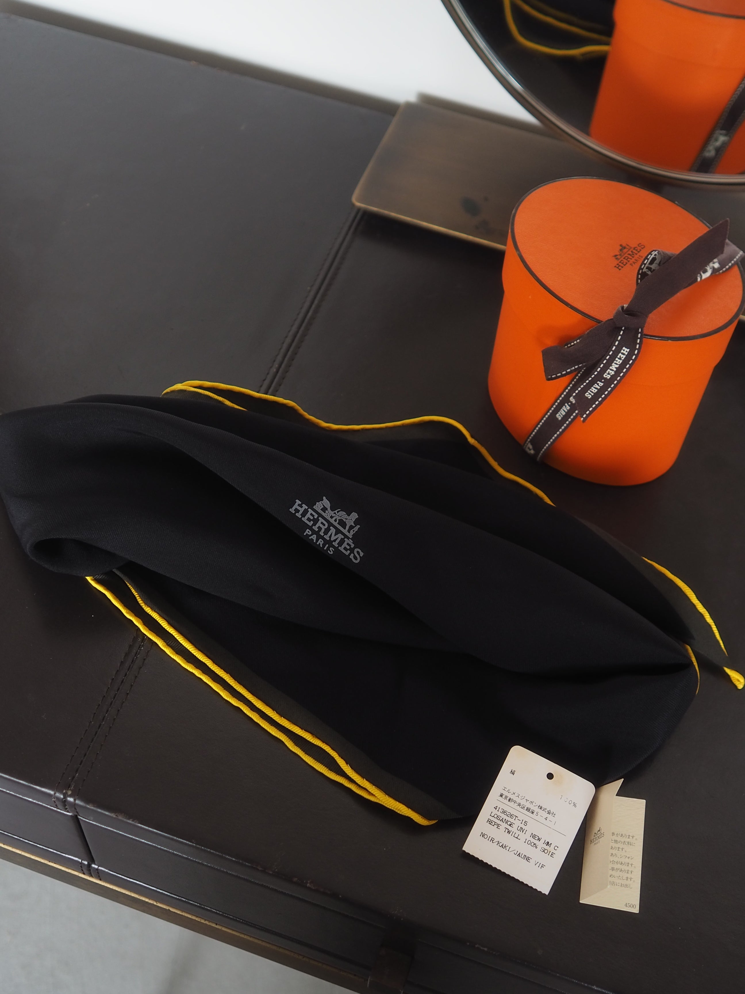 HERMES エルメス ロザンジュ スカーフ シルク ブラック カーキ