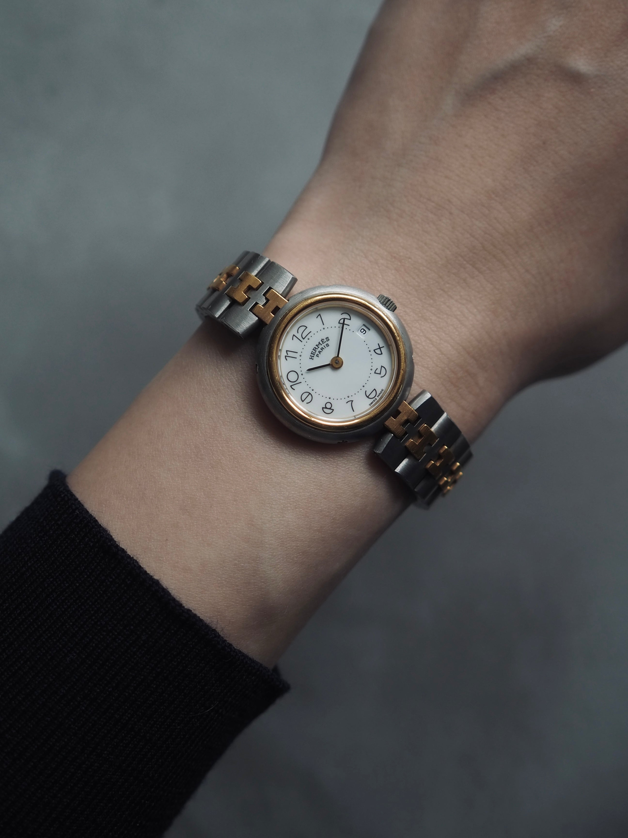 HERMES エルメス プロフィール ウォッチ 腕時計 コンビ シルバー
