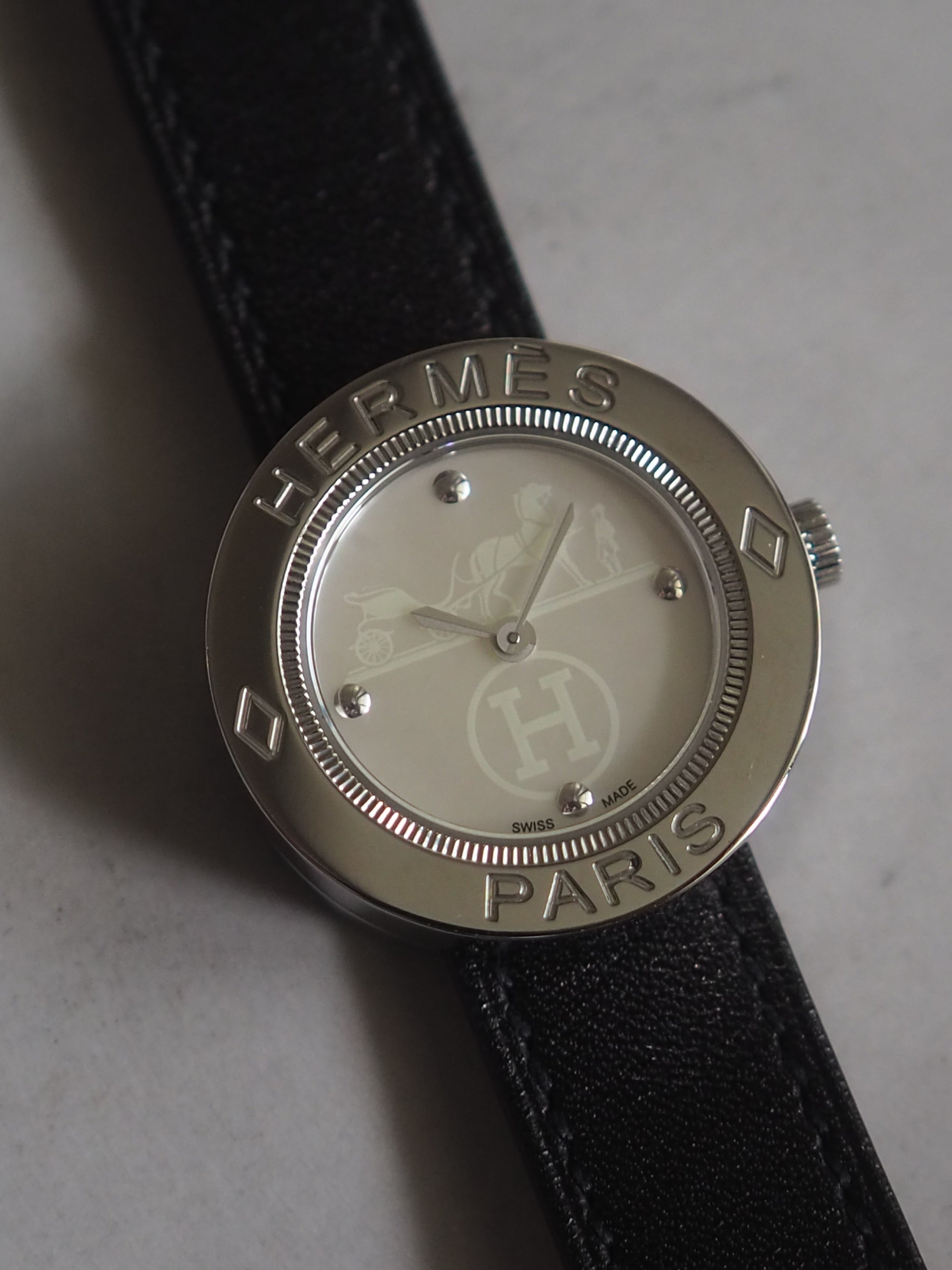 HERMES エルメス パスパス Passe-passe 3点セット HERMES エルメス パスパス ウォッチ 腕時計 シェル シルバー ブラック