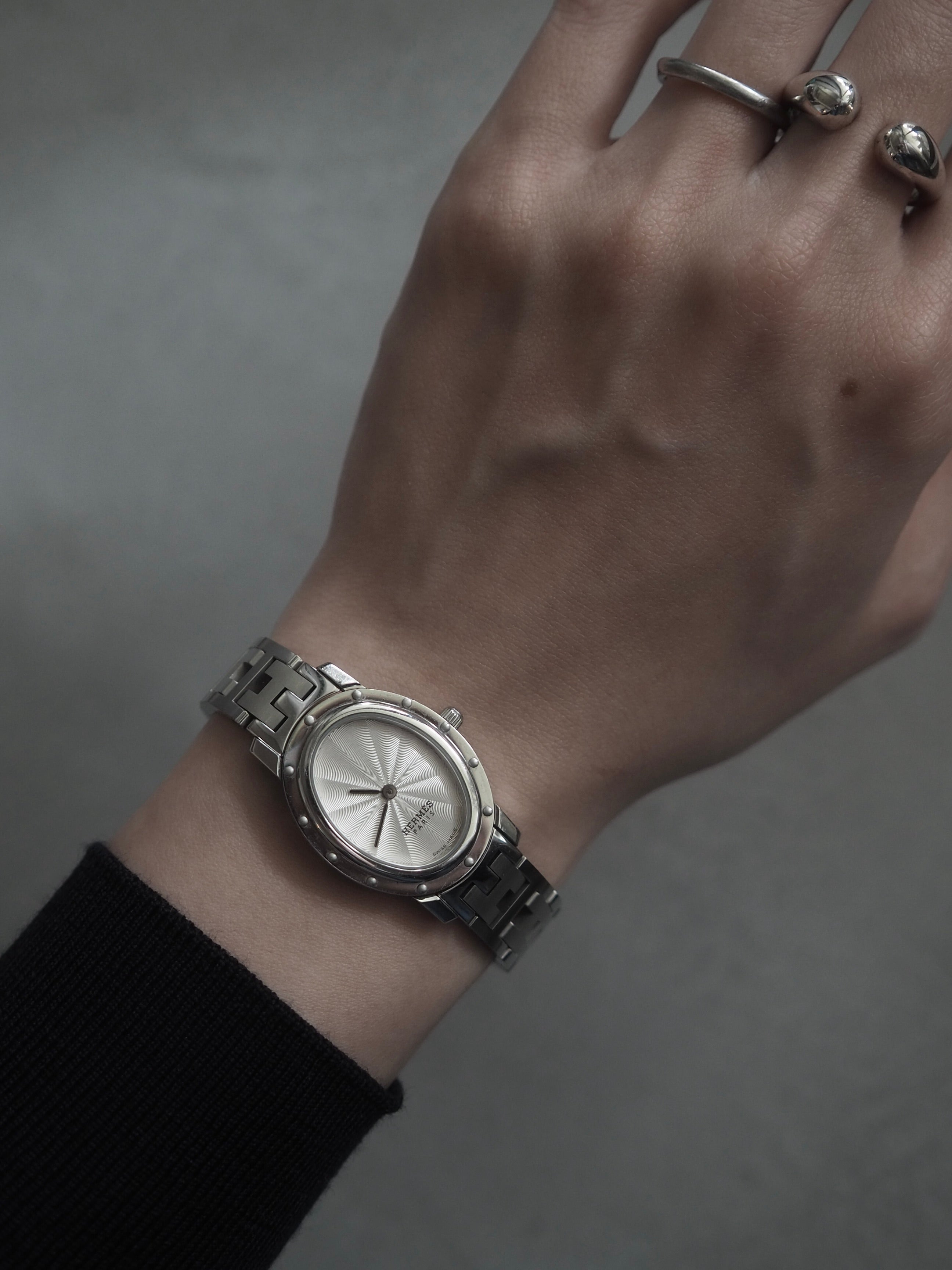 HERMES クリッパーオーバル　レディース腕時計 HERMES エルメス クリッパー オーバル ウォッチ 腕時計 シルバー