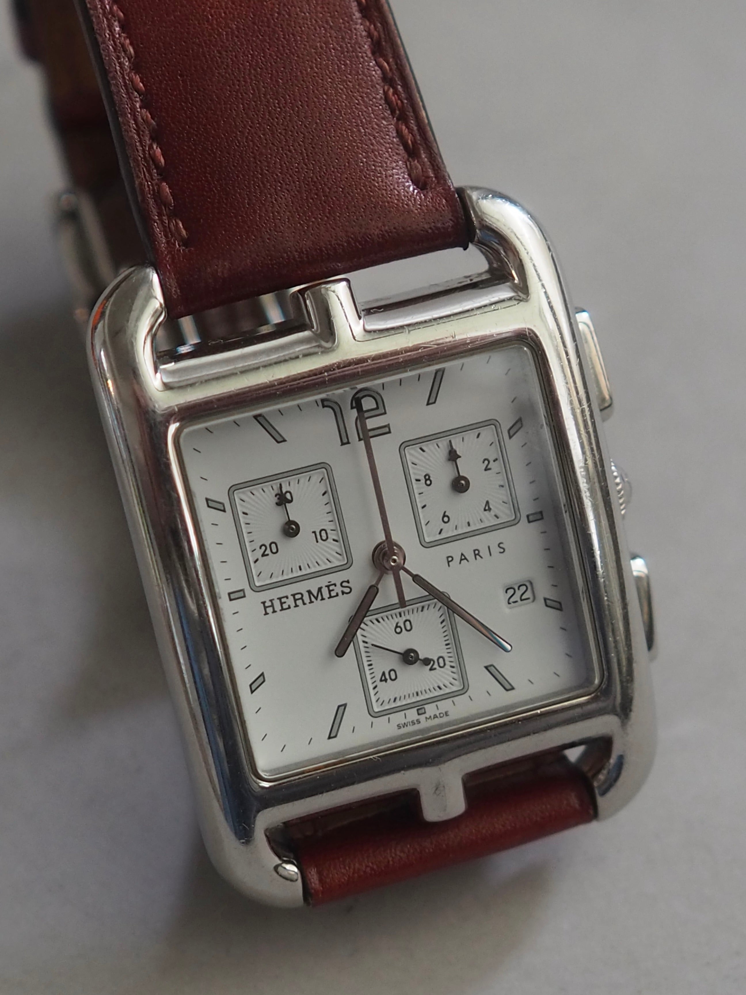 HERMES エルメス ケープコッド クロノグラフ ウォッチ 腕時計 シルバー
