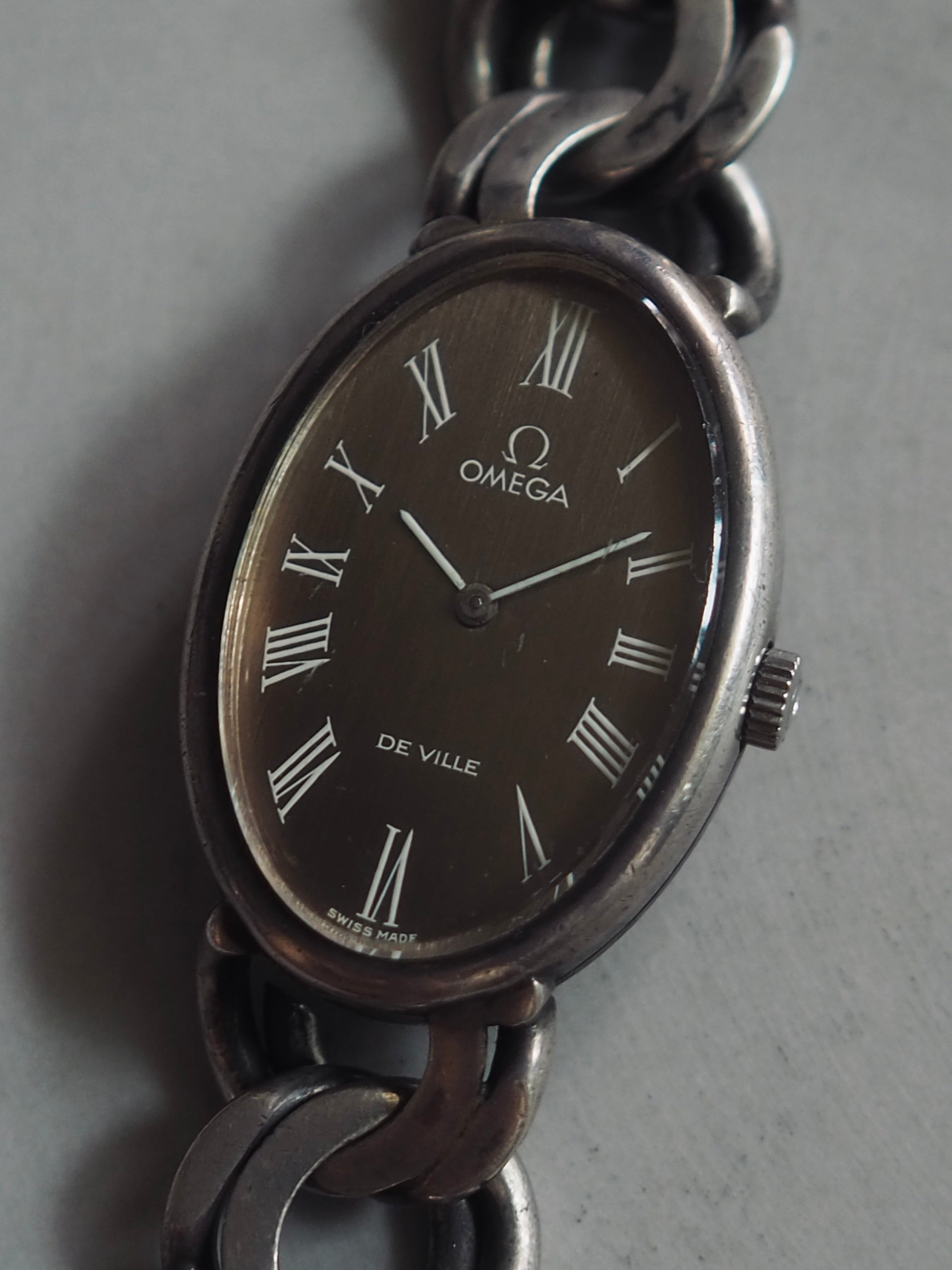 OMEGA オメガ オーバル チェーン ウォッチ 腕時計 シルバー925 手巻き