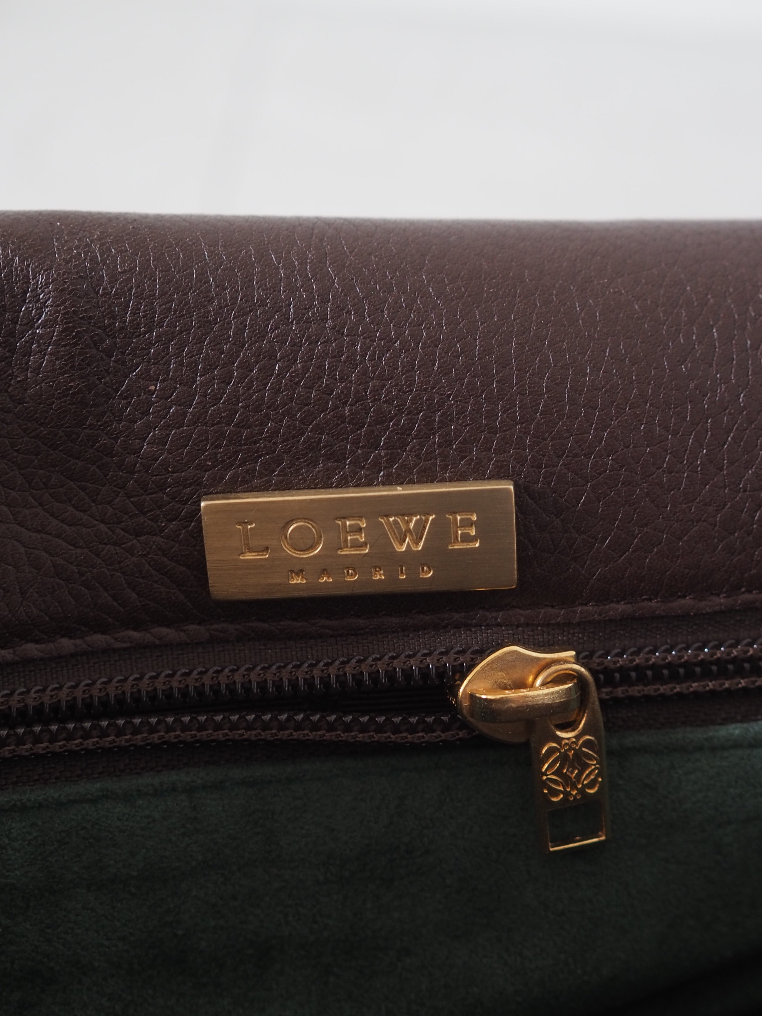 LOEWE ロエベ ロゴ ショルダーバッグ ブラウン レザー ヴィンテージ