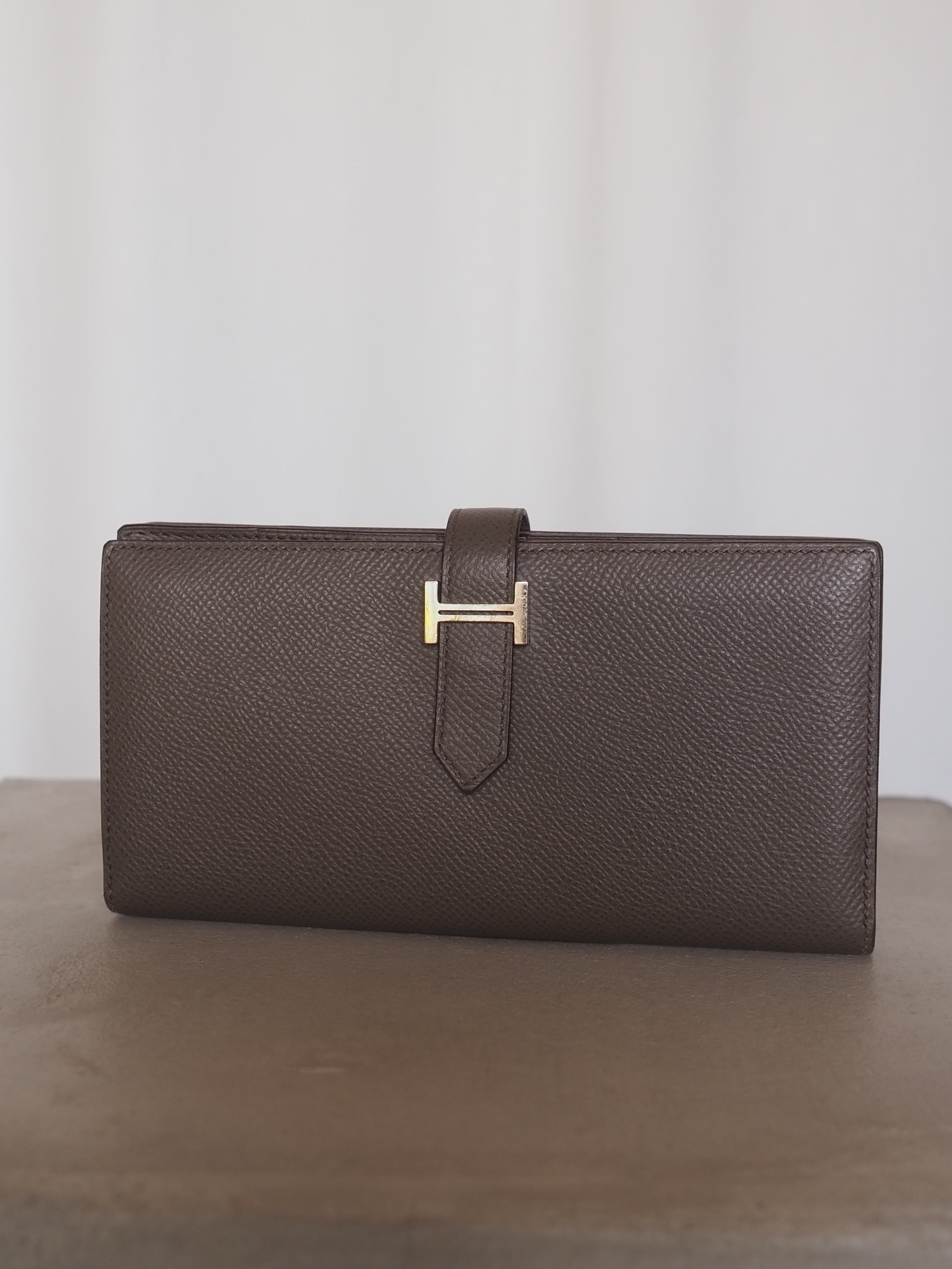 HERMES エルメス べアン スフレ ウォレット 長財布 シルバー