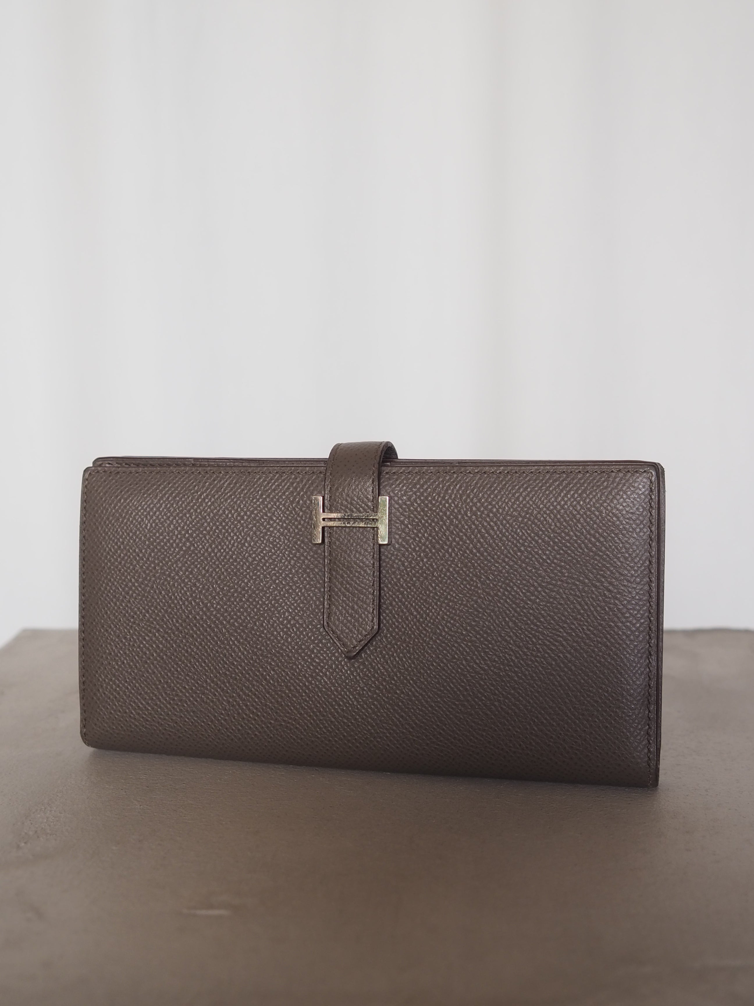 HERMES エルメス べアン スフレ ウォレット 長財布 シルバー エタン