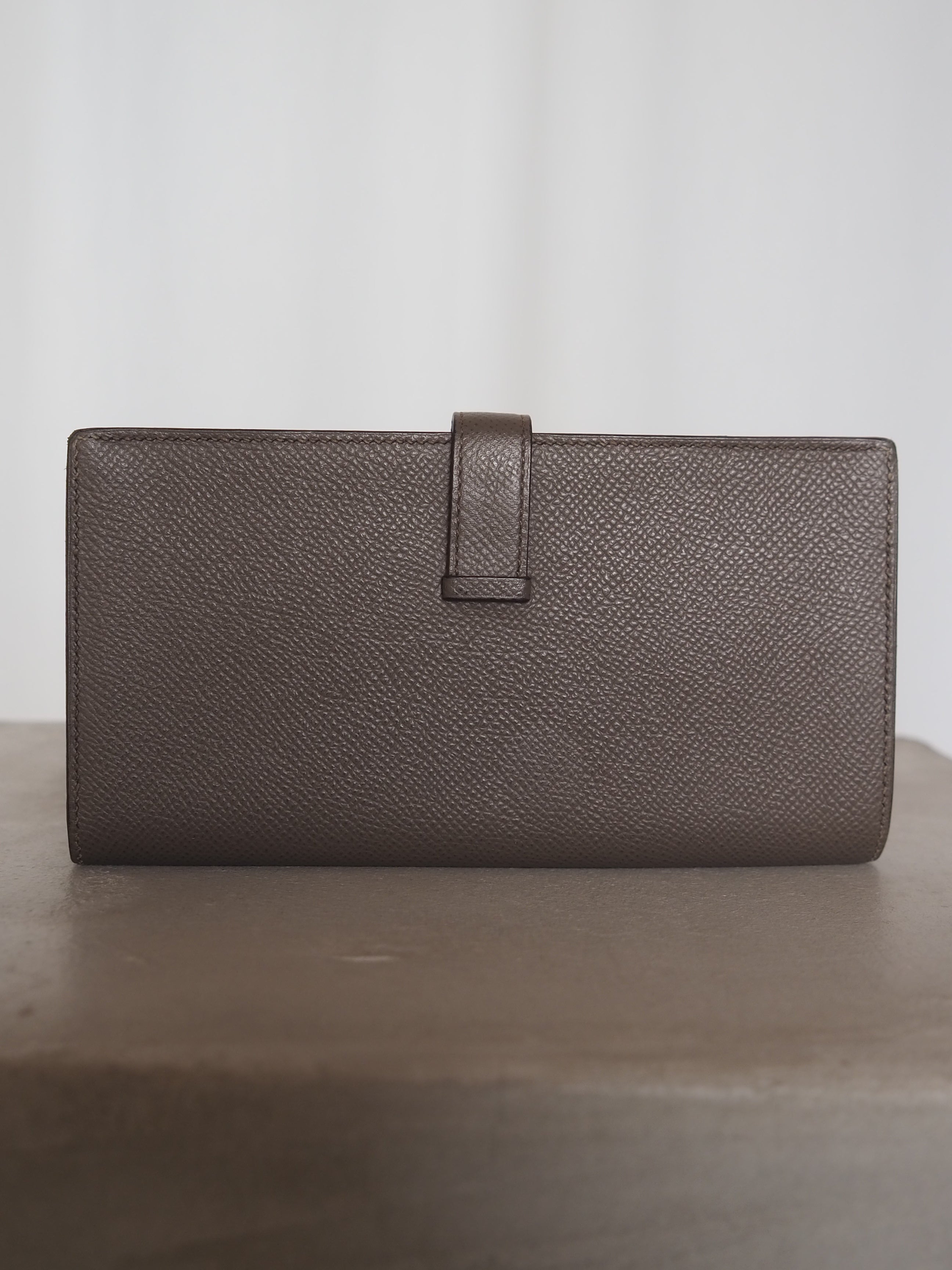 HERMES エルメス べアン スフレ ウォレット 長財布 シルバー エタン