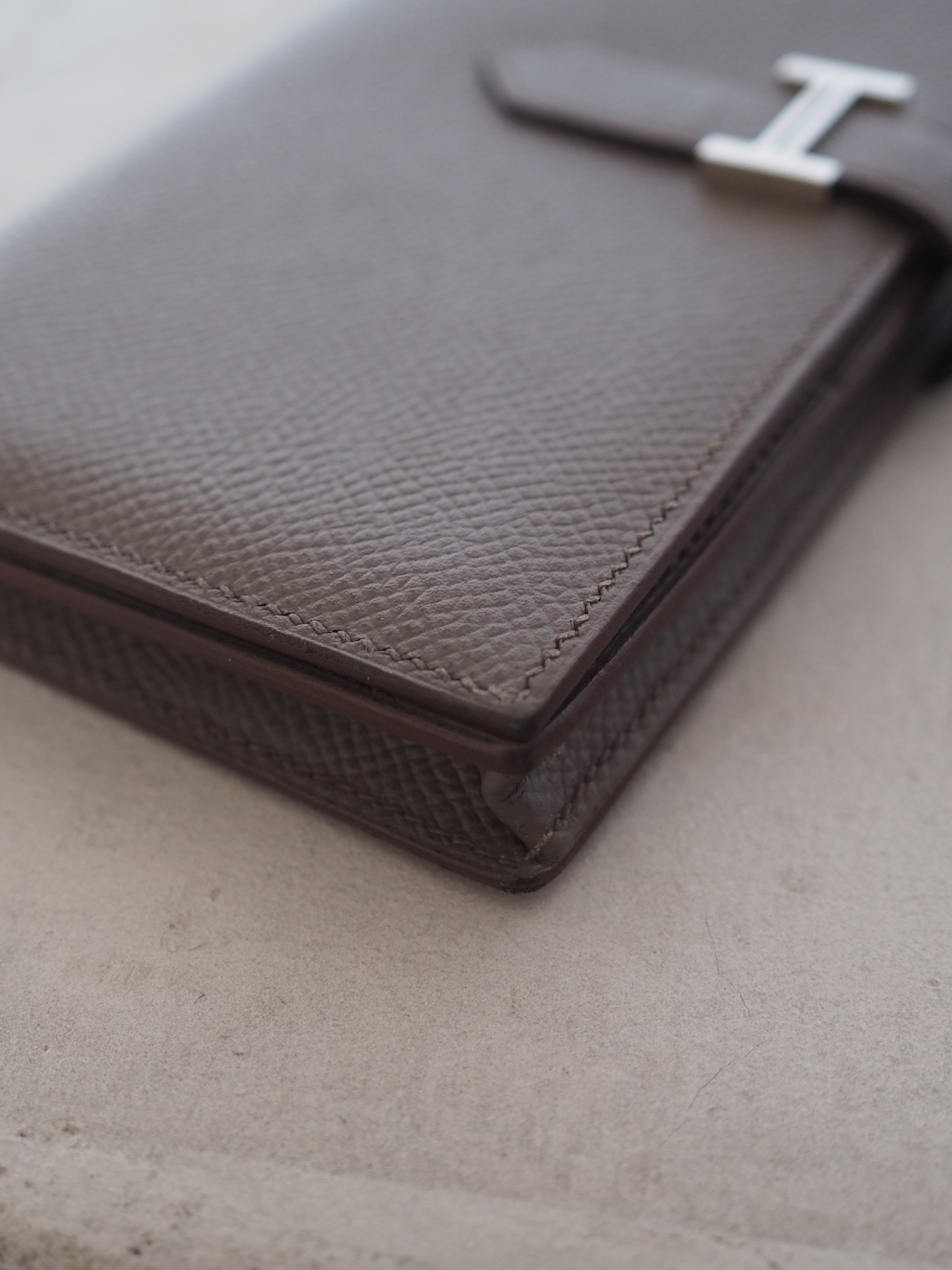 HERMES エルメス べアン スフレ ウォレット 長財布 シルバー エタン