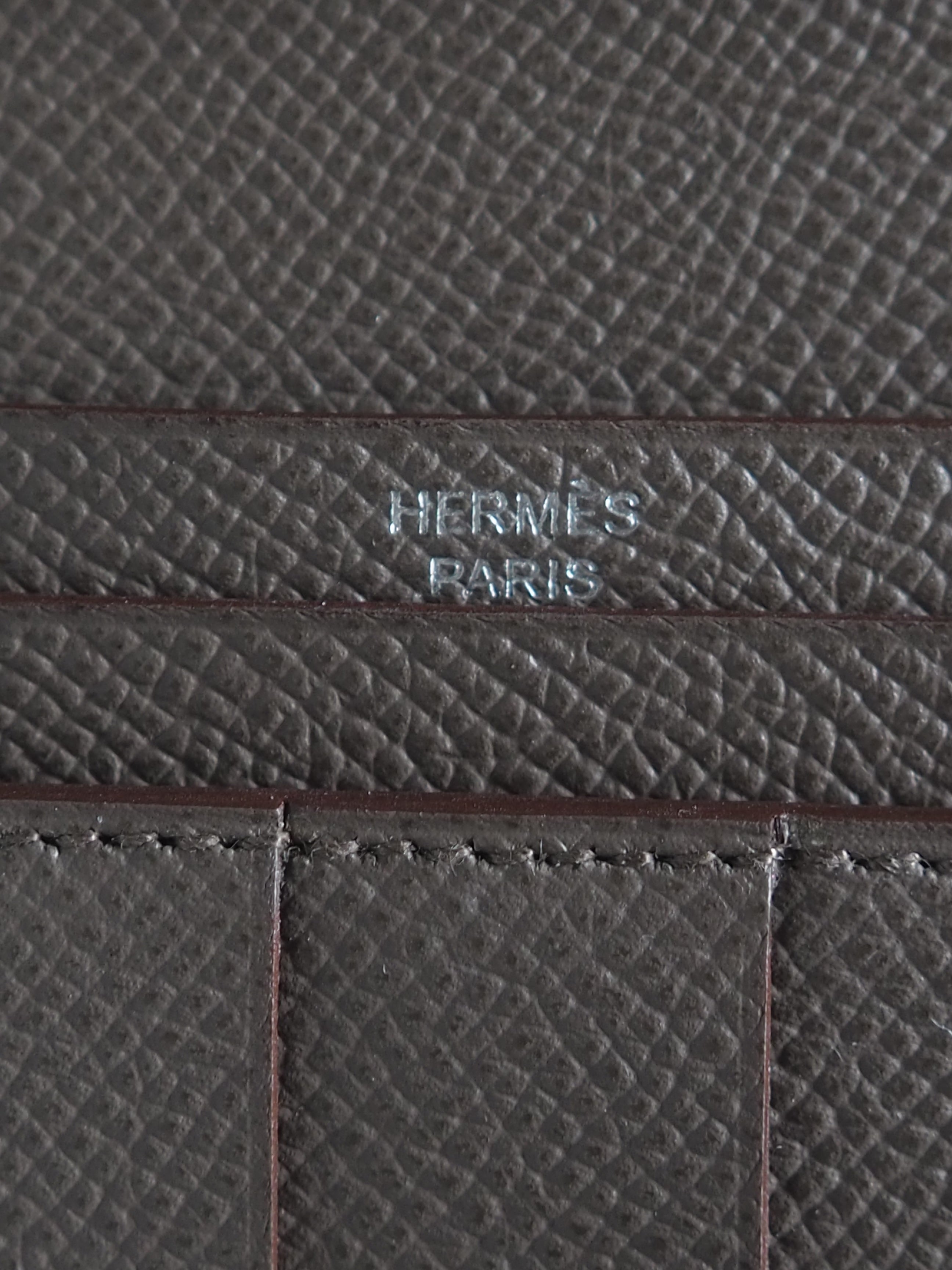 HERMES エルメス べアン スフレ ウォレット 長財布 シルバー エタン