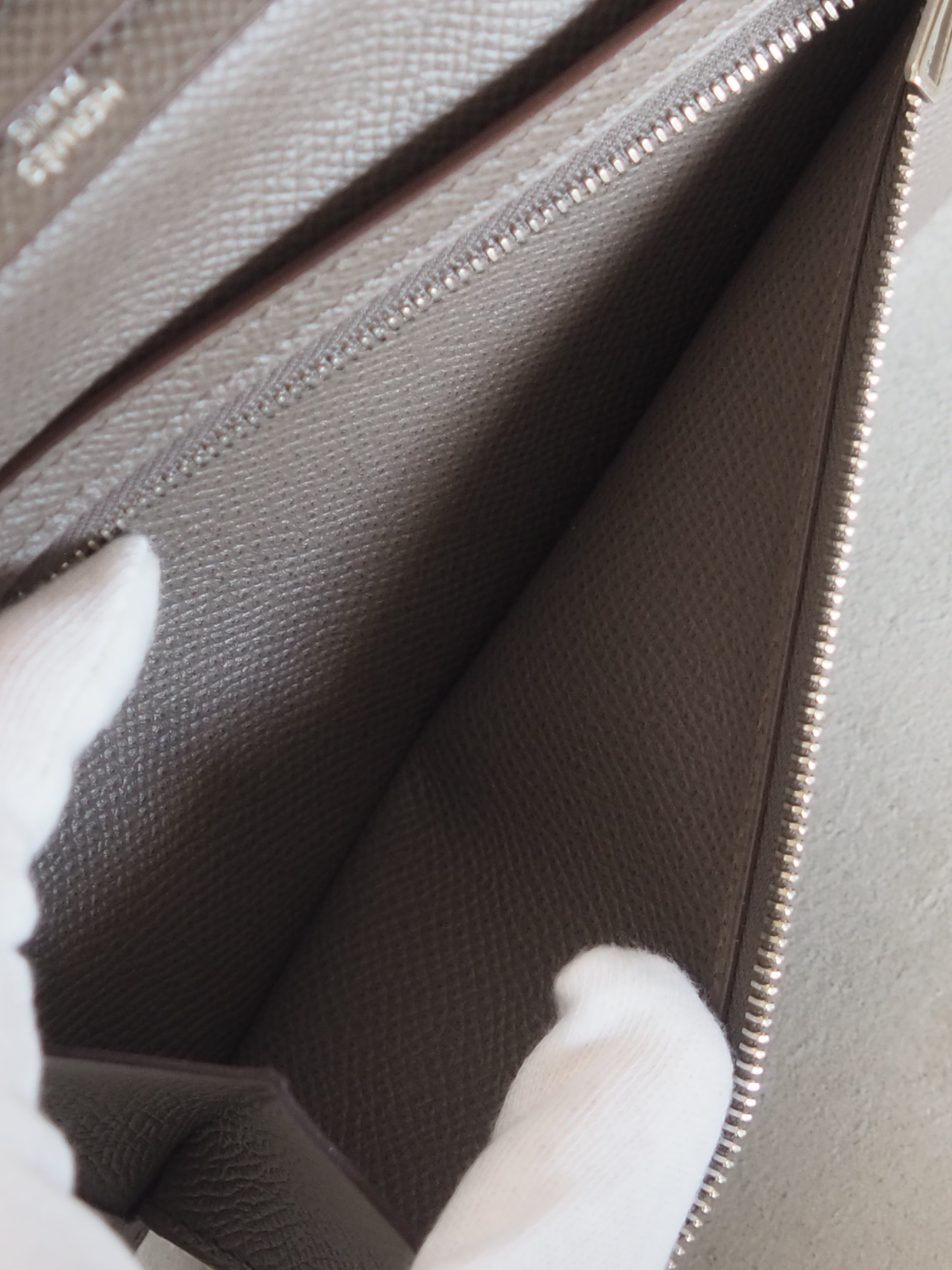 HERMES エルメス べアン スフレ ウォレット 長財布 シルバー エタン