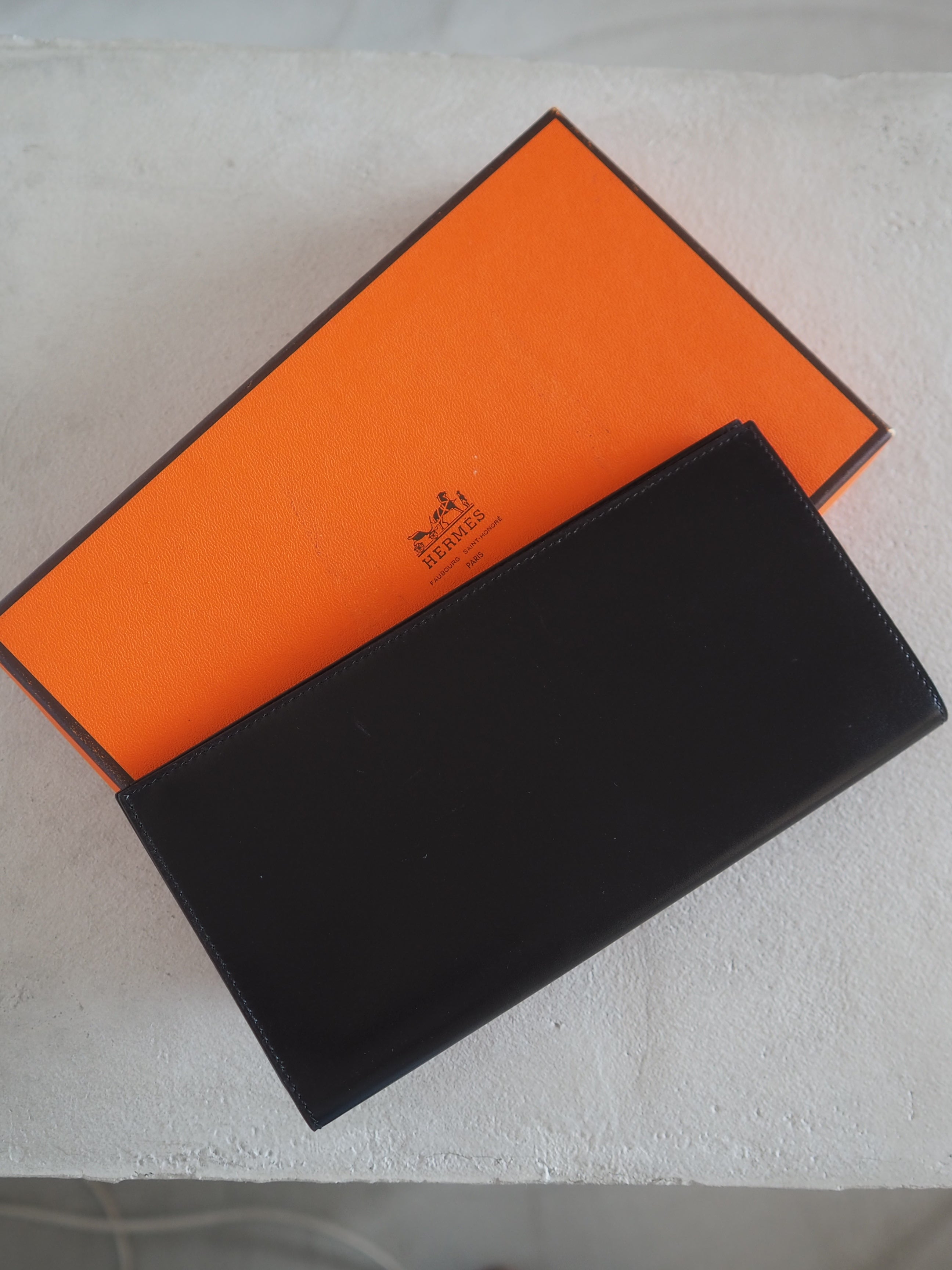 HERMÈS Box Calf Long Wallet