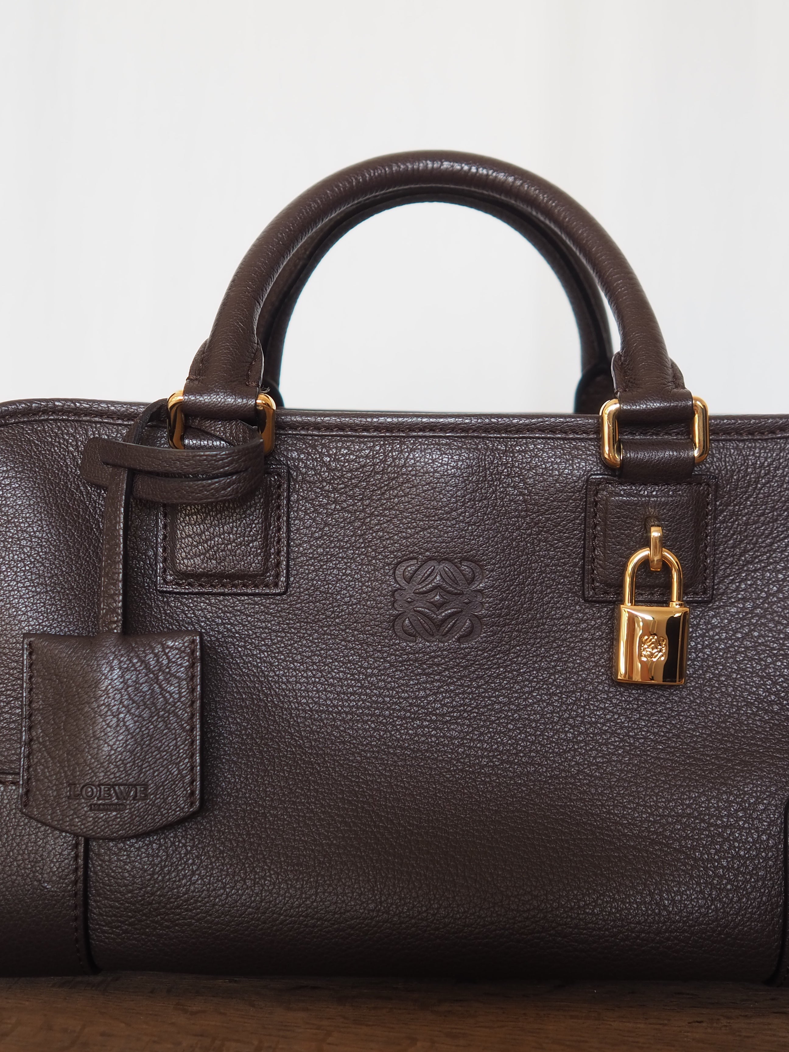 LOEWE ロエベ アマソナ 28 ボストン ハンド バッグ ブラウン ゴールド
