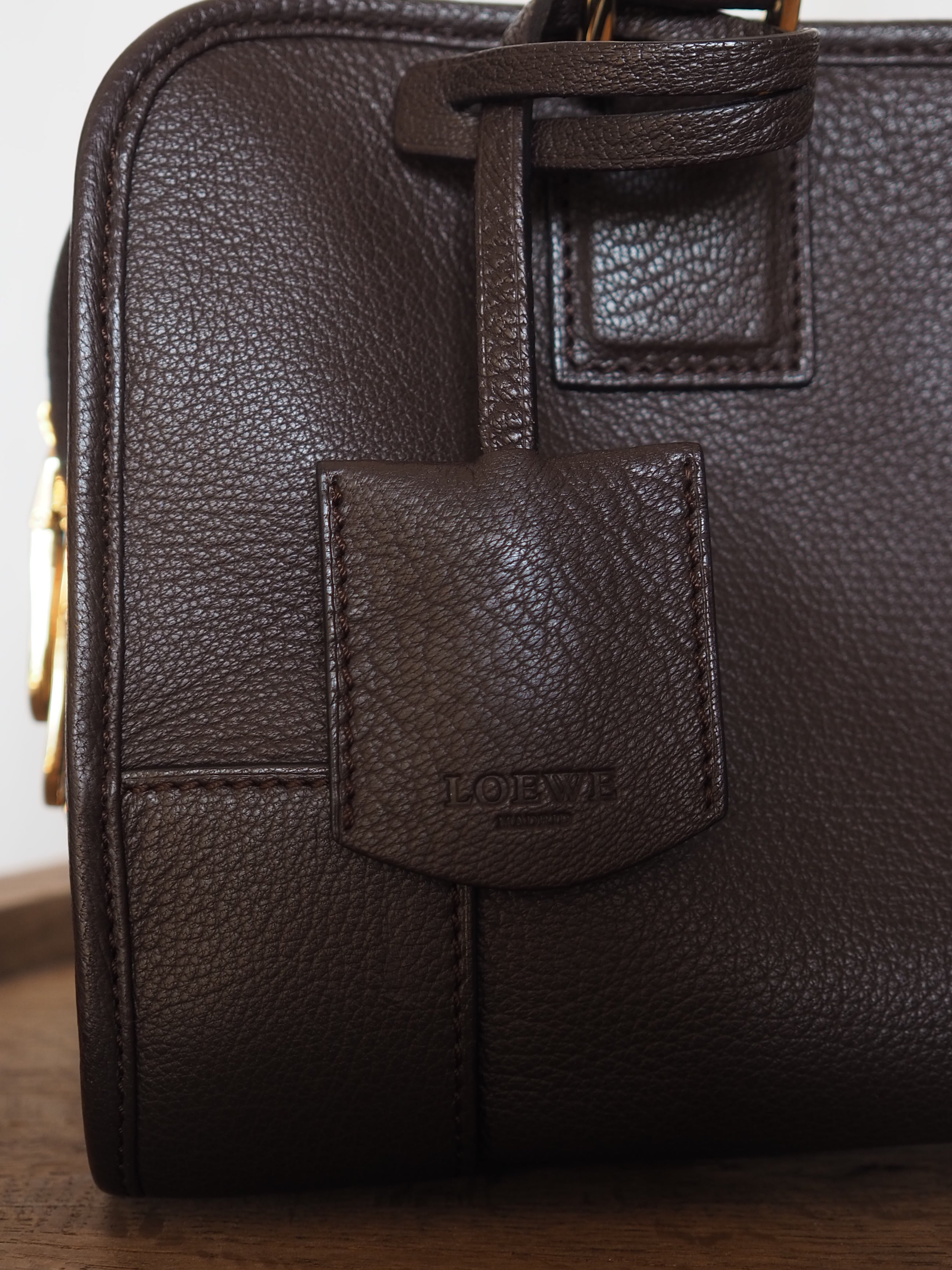 LOEWE ロエベ アマソナ 28 ボストン ハンド バッグ ブラウン ゴールド