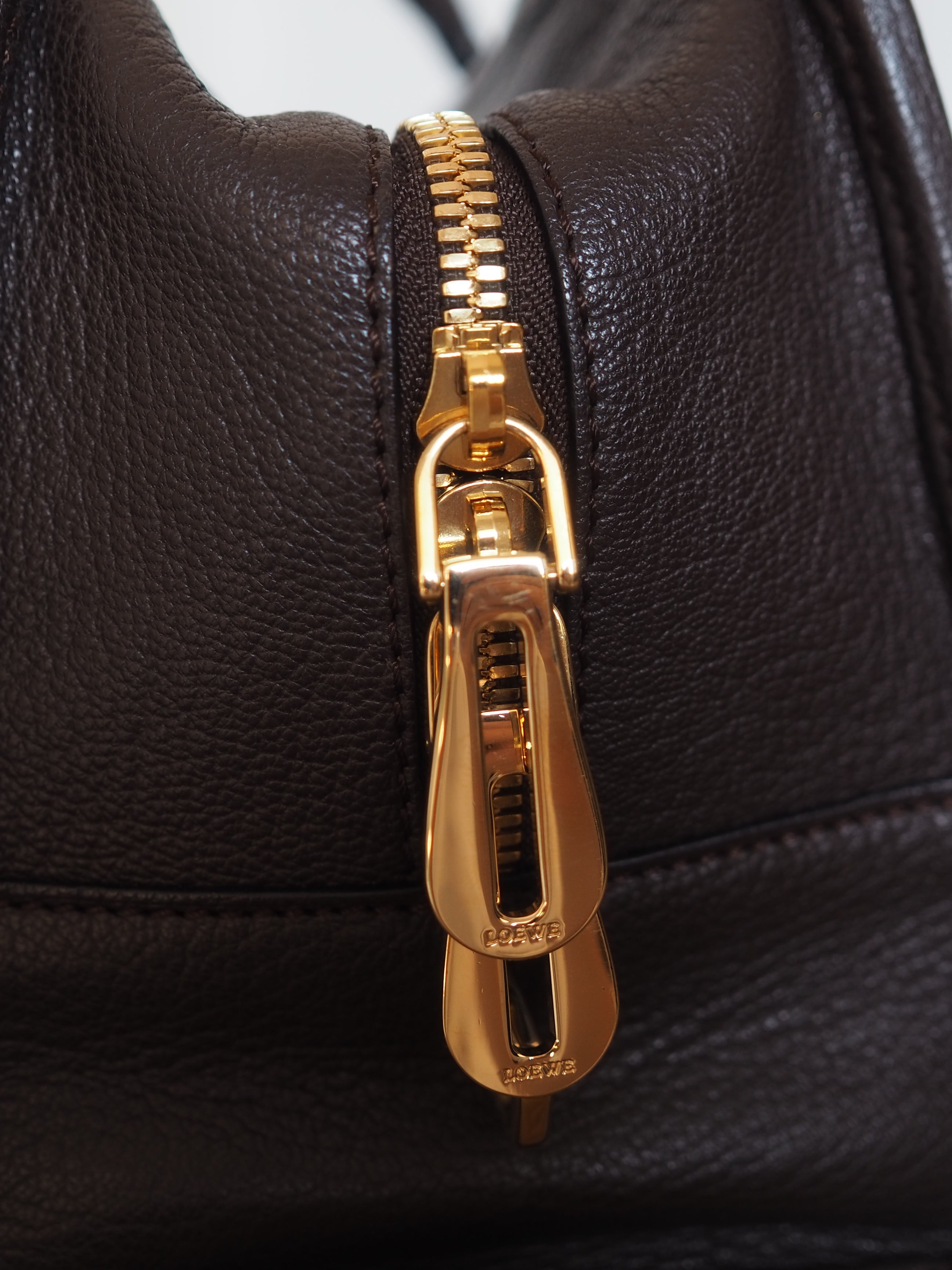 LOEWE ロエベ アマソナ 28 ボストン ハンド バッグ ブラウン ゴールド