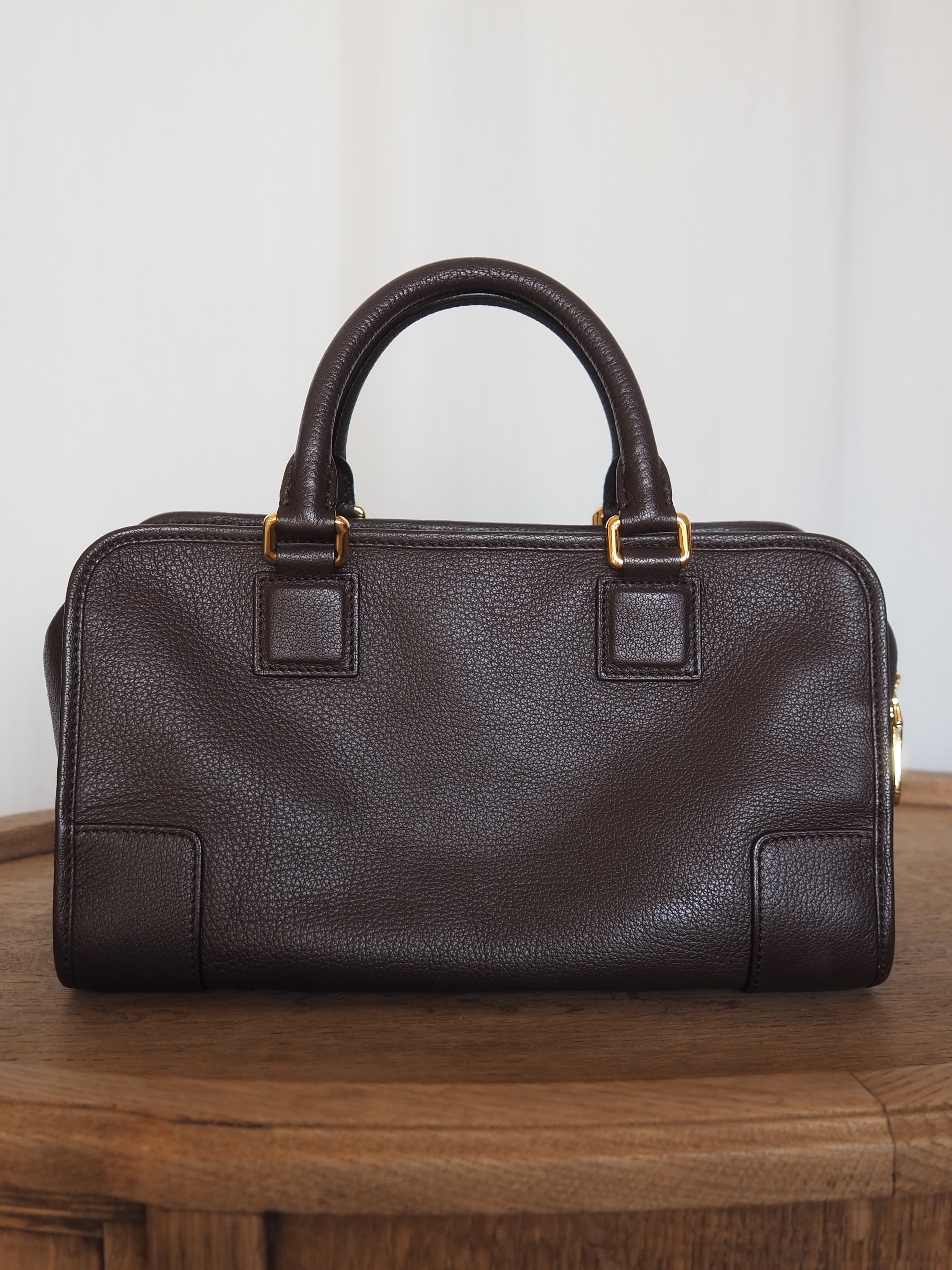 LOEWE ロエベ アマソナ 28 ボストン ハンド バッグ ブラウン ゴールド