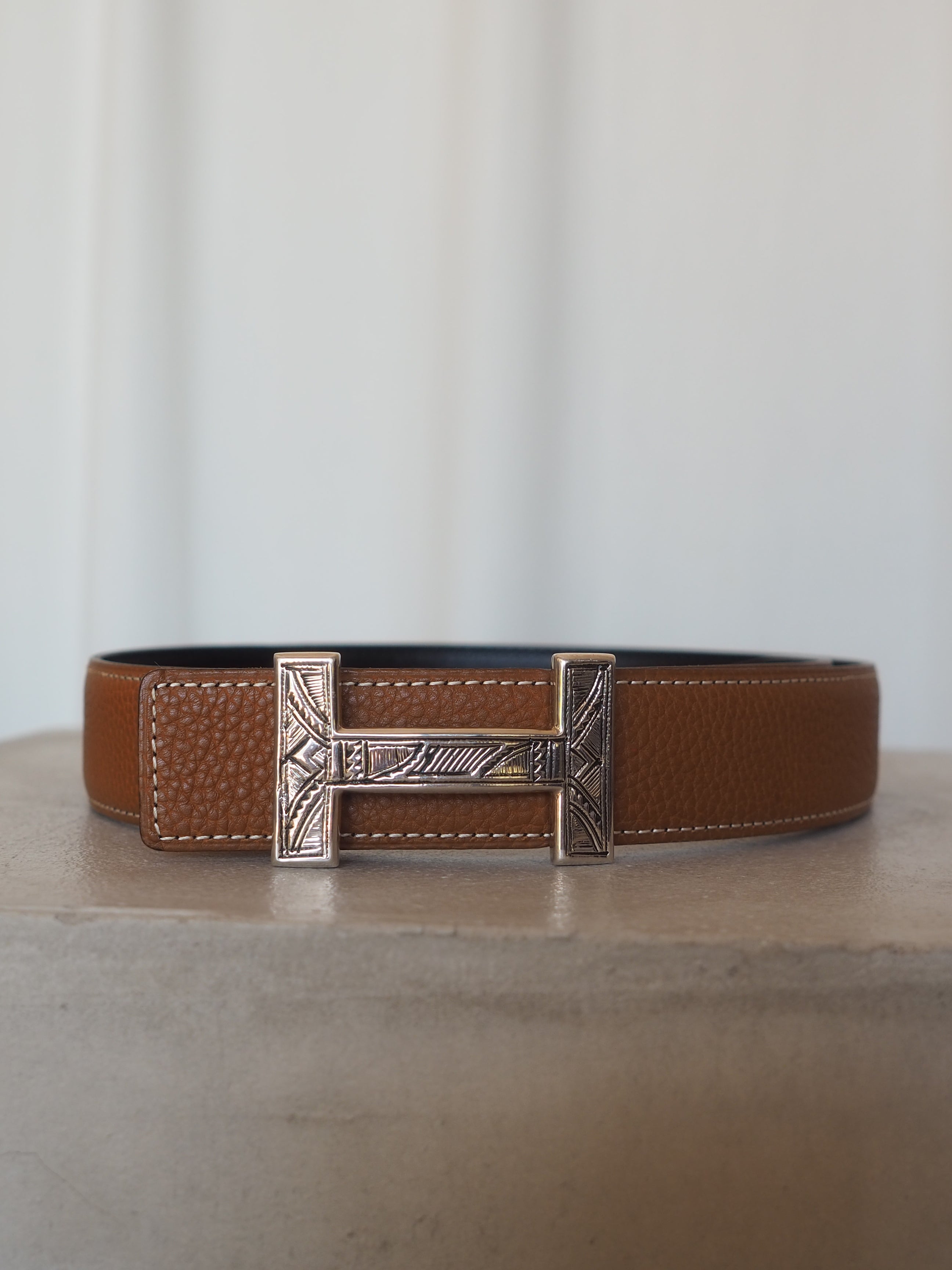 HERMES ブラウンレザー ベルト 70 HERMES エルメス レザー ベルト キット ブラック ブラウン ヴィンテージ