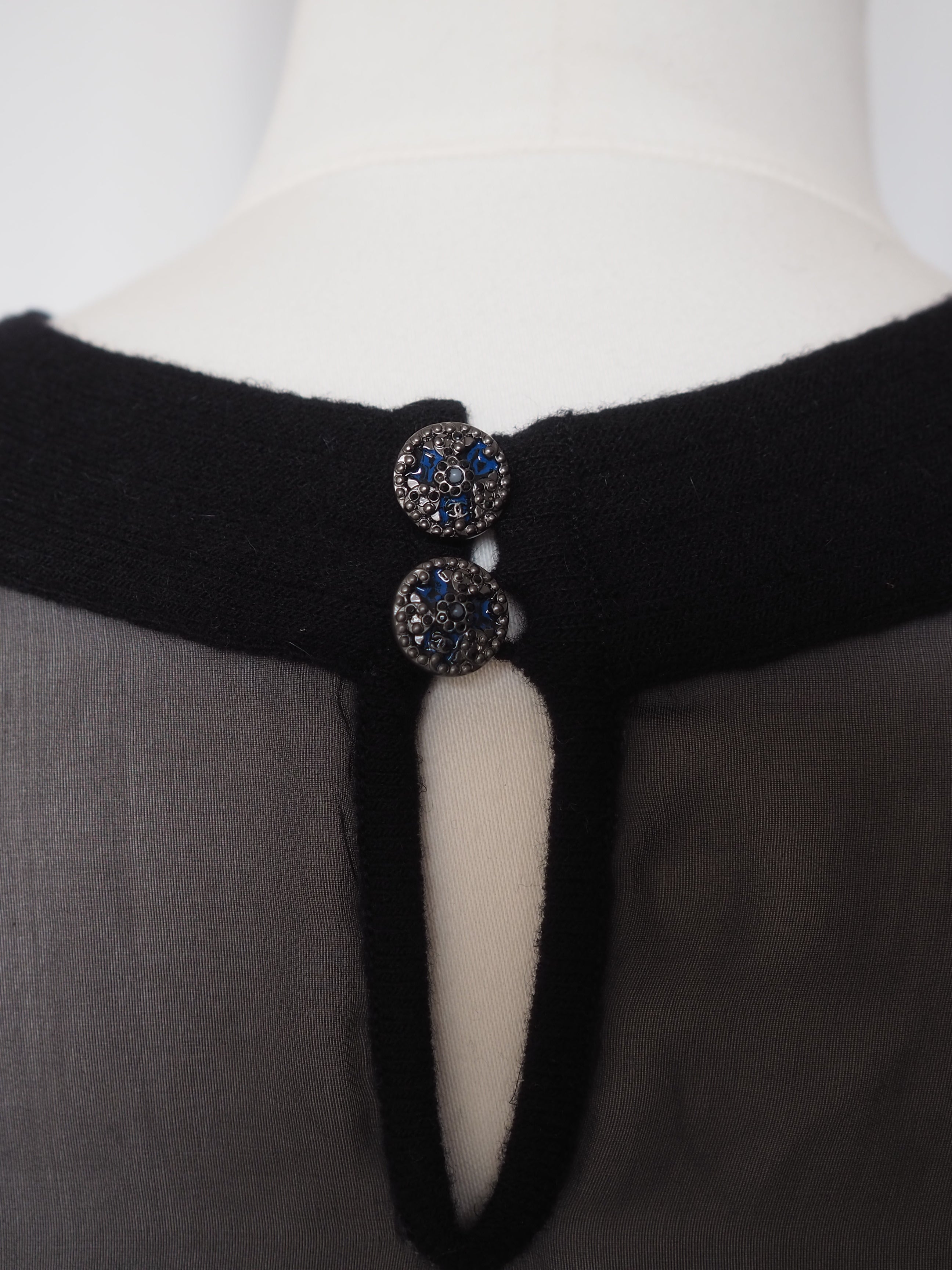 CHANEL シャネル シルク ウール シアー ドレス ワンピース ブラック