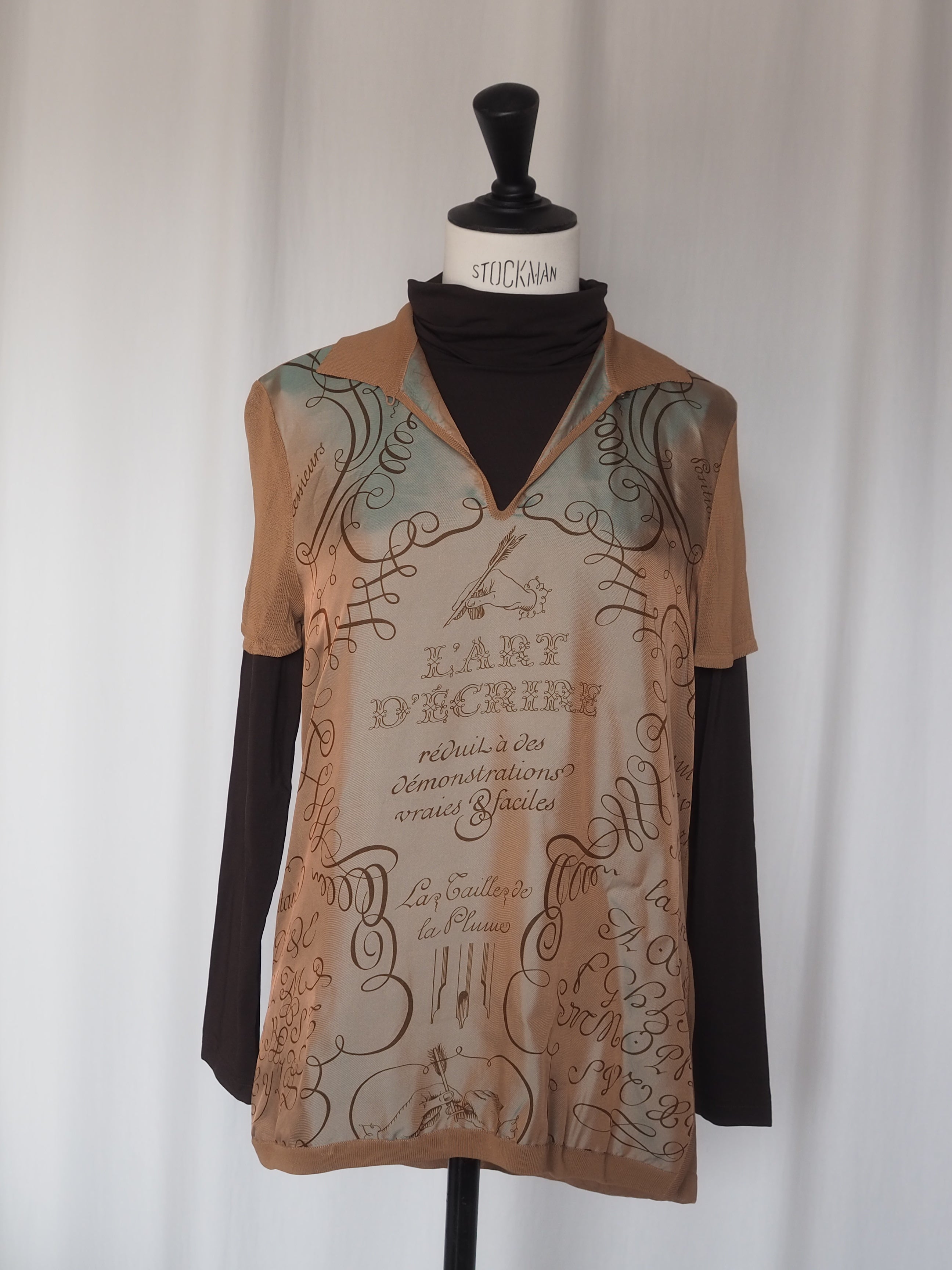 HERMÈS by Martin Margiela Calligraphy Silk Mesh Top