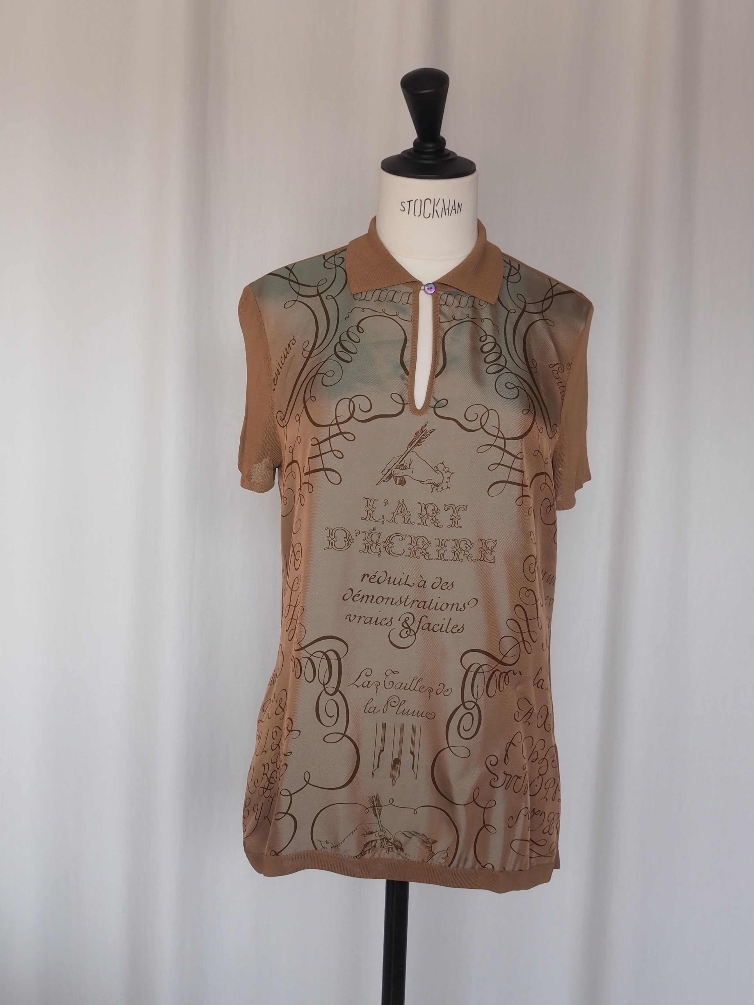 HERMÈS by Martin Margiela Calligraphy Silk Mesh Top