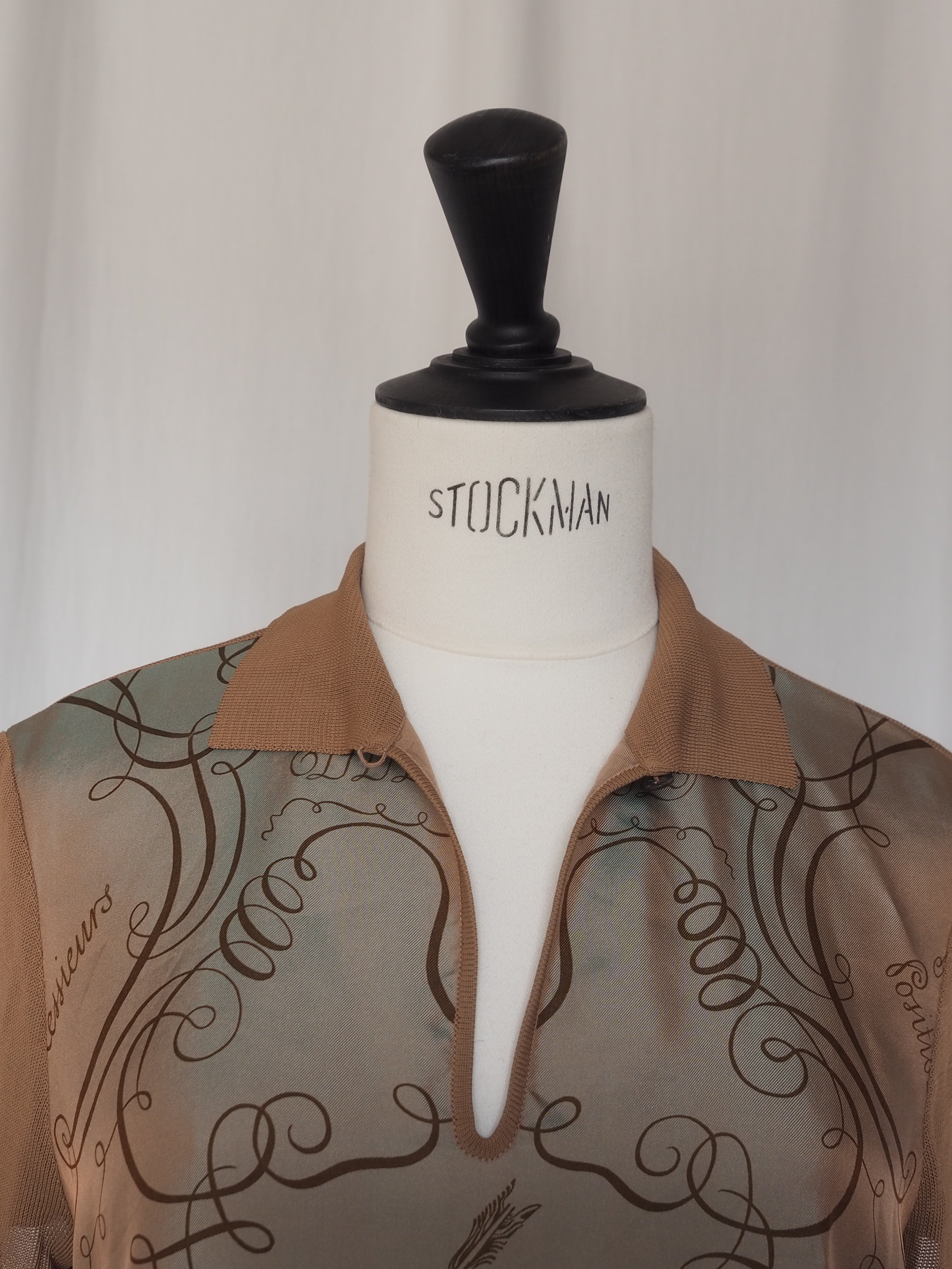 HERMÈS by Martin Margiela Calligraphy Silk Mesh Top