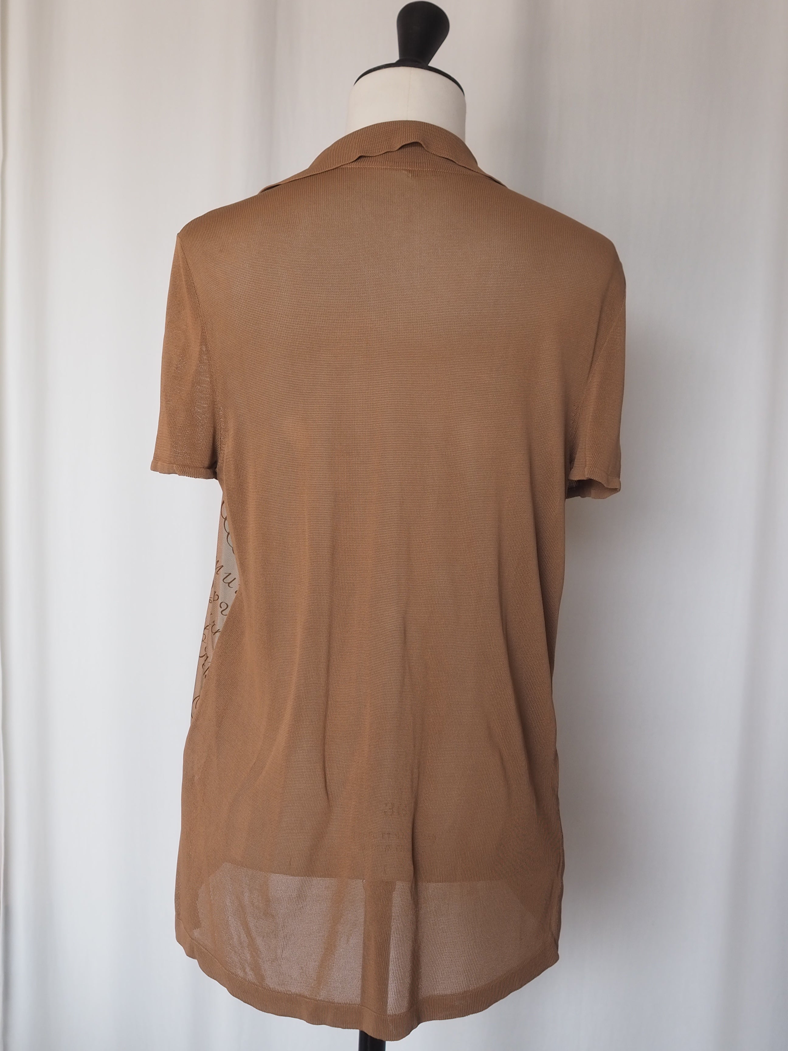 HERMÈS by Martin Margiela Calligraphy Silk Mesh Top