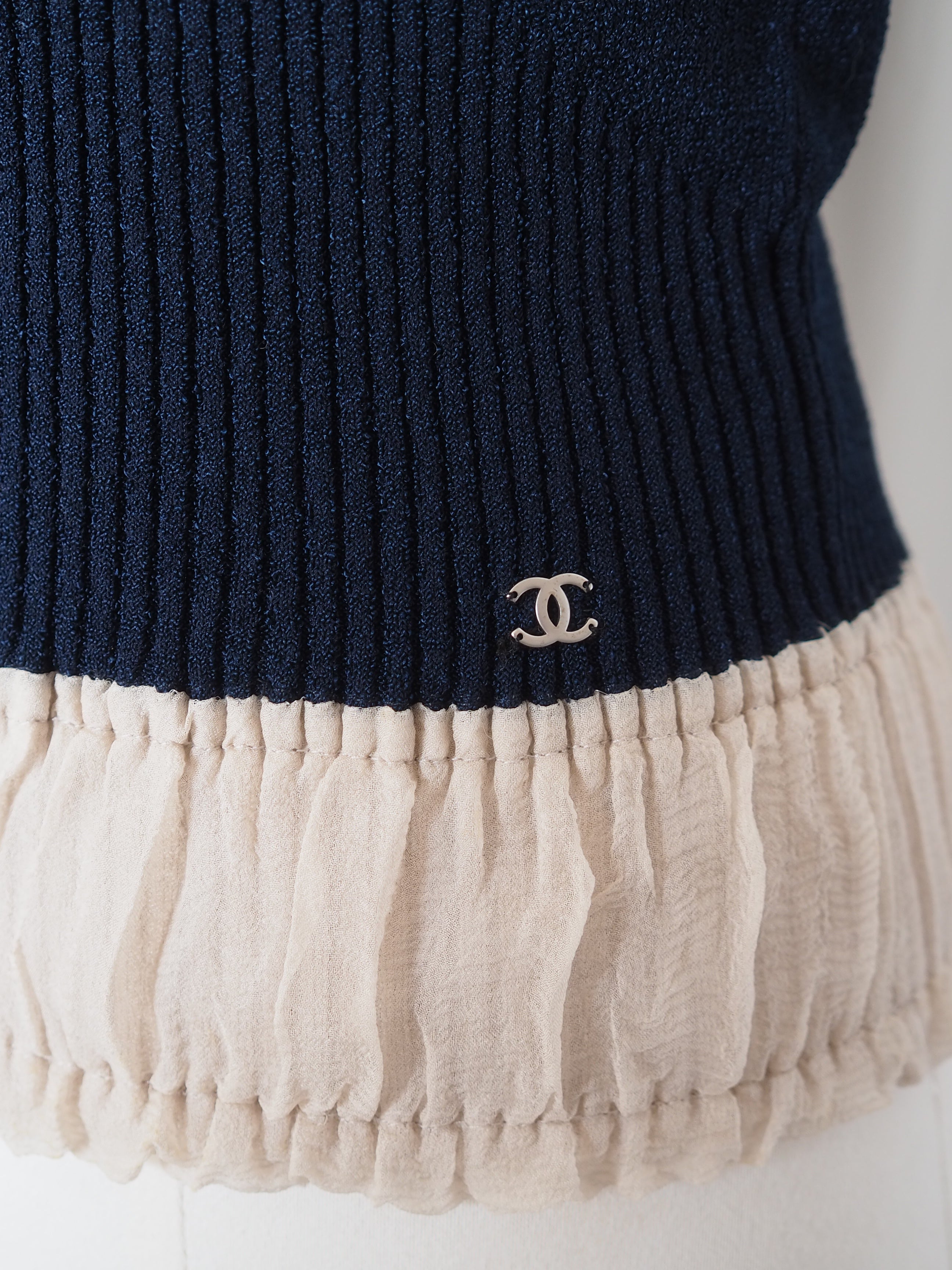 CHANEL Ribbon Strap Knit Camisole